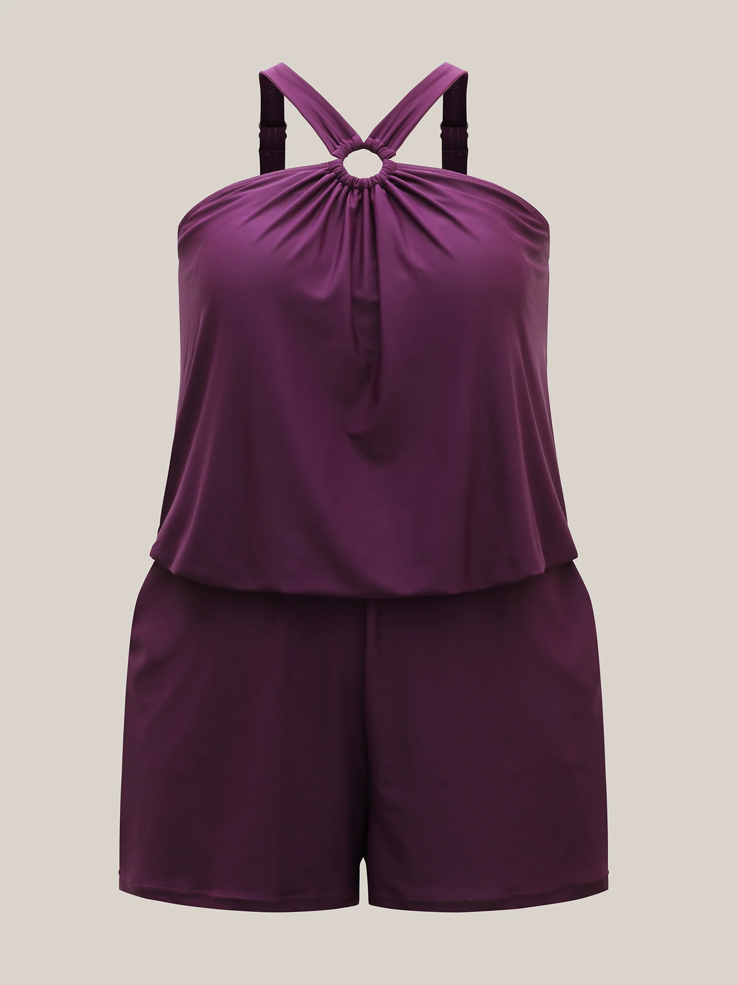 Halter Neck Pockets Cinched One-Piece Swimsuit - Image 7