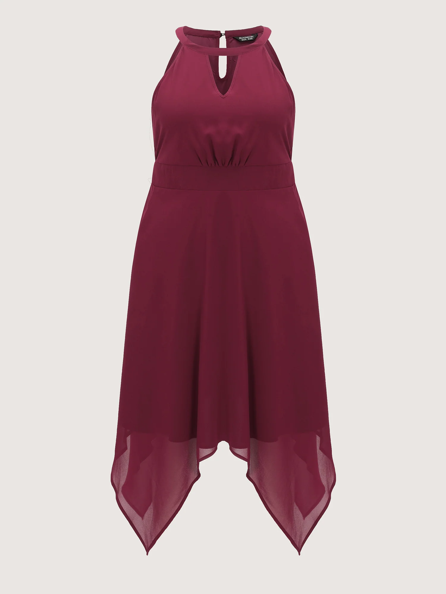 Halter Neckline Handkerchief Hem Midi Dress - Image 7