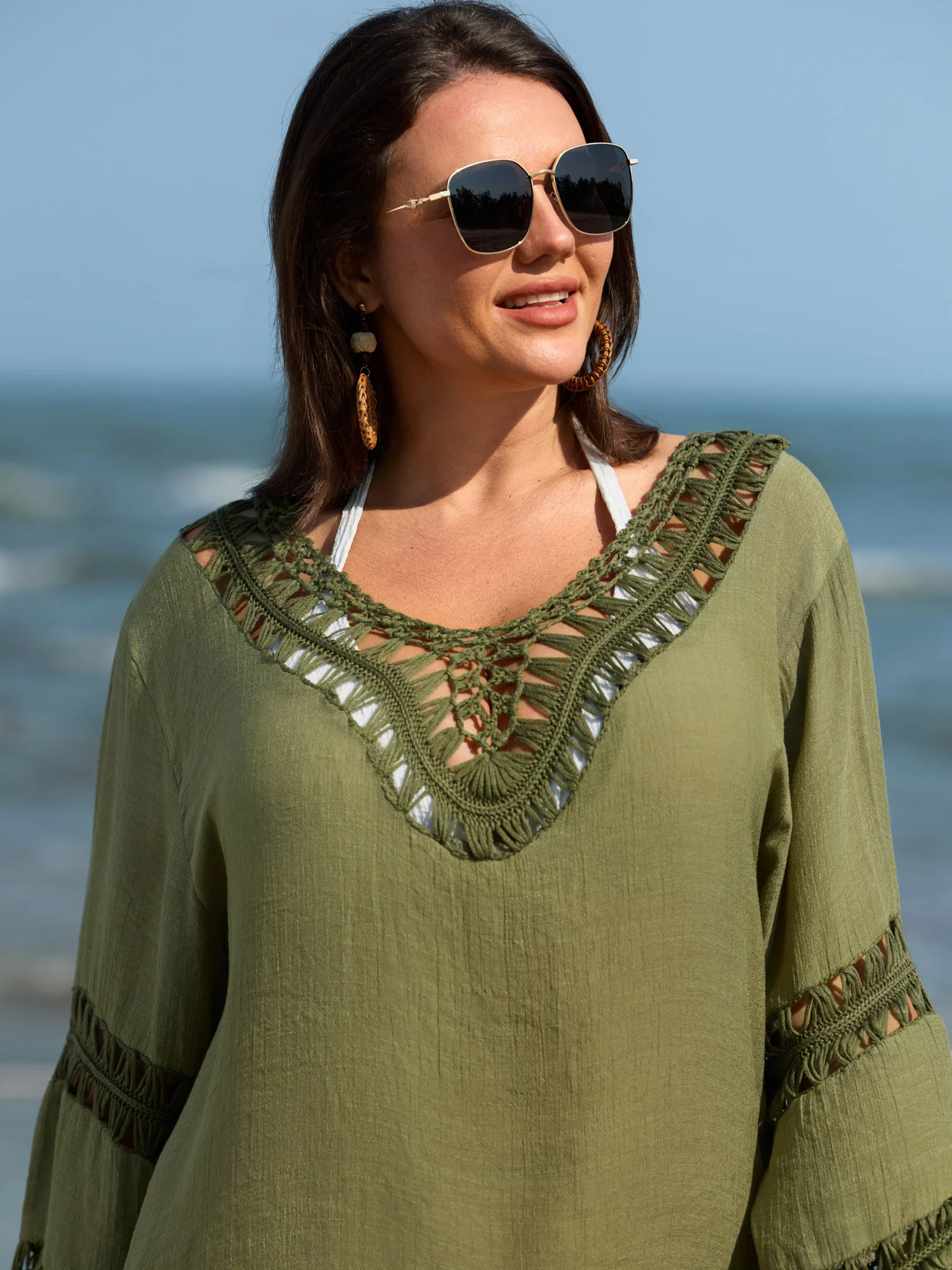 Hand Crocheted Fringe Hem Swim Cover-Up - Image 2