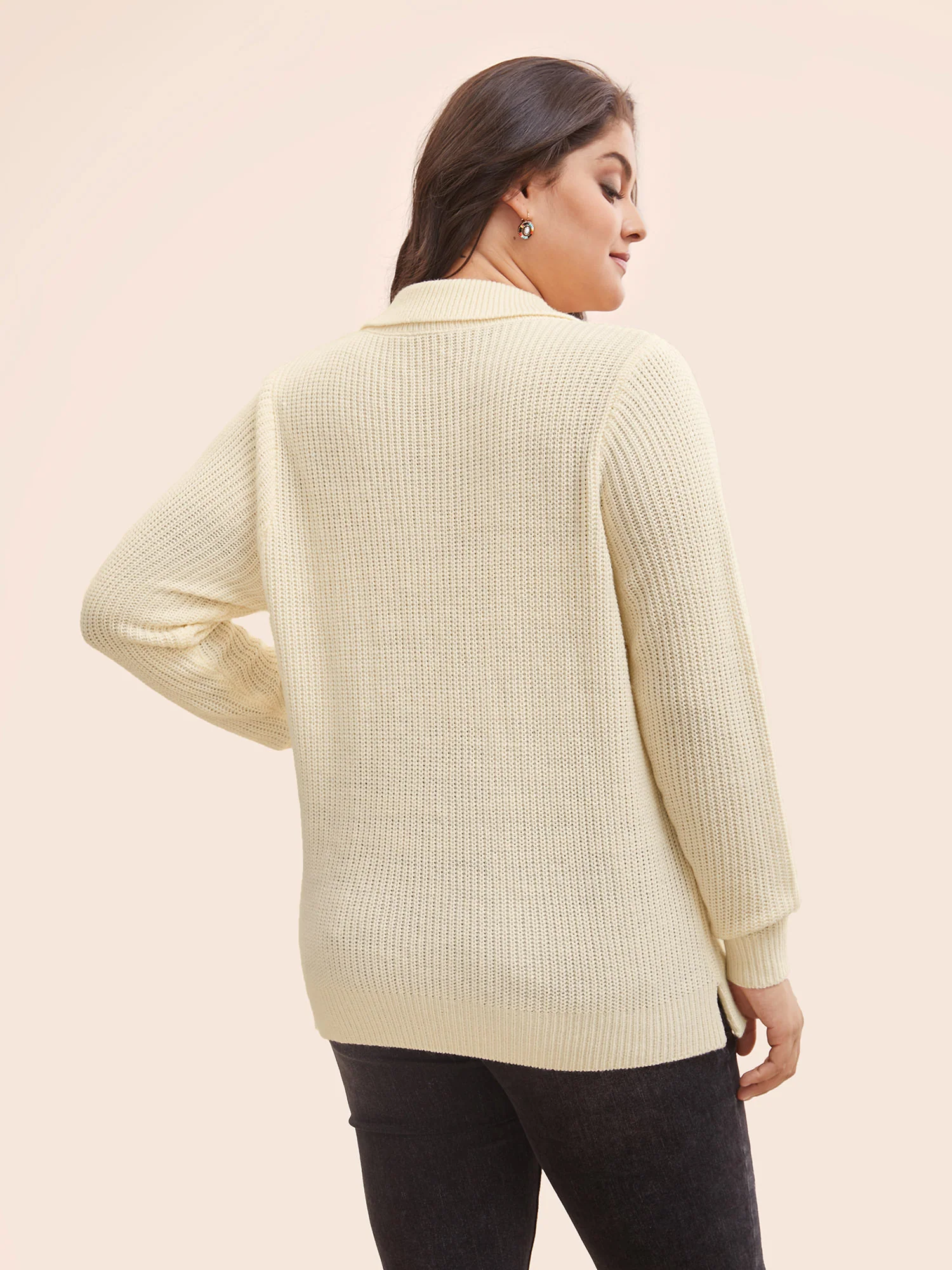 Hand Crocheted Polo Collared Pullover - Image 2