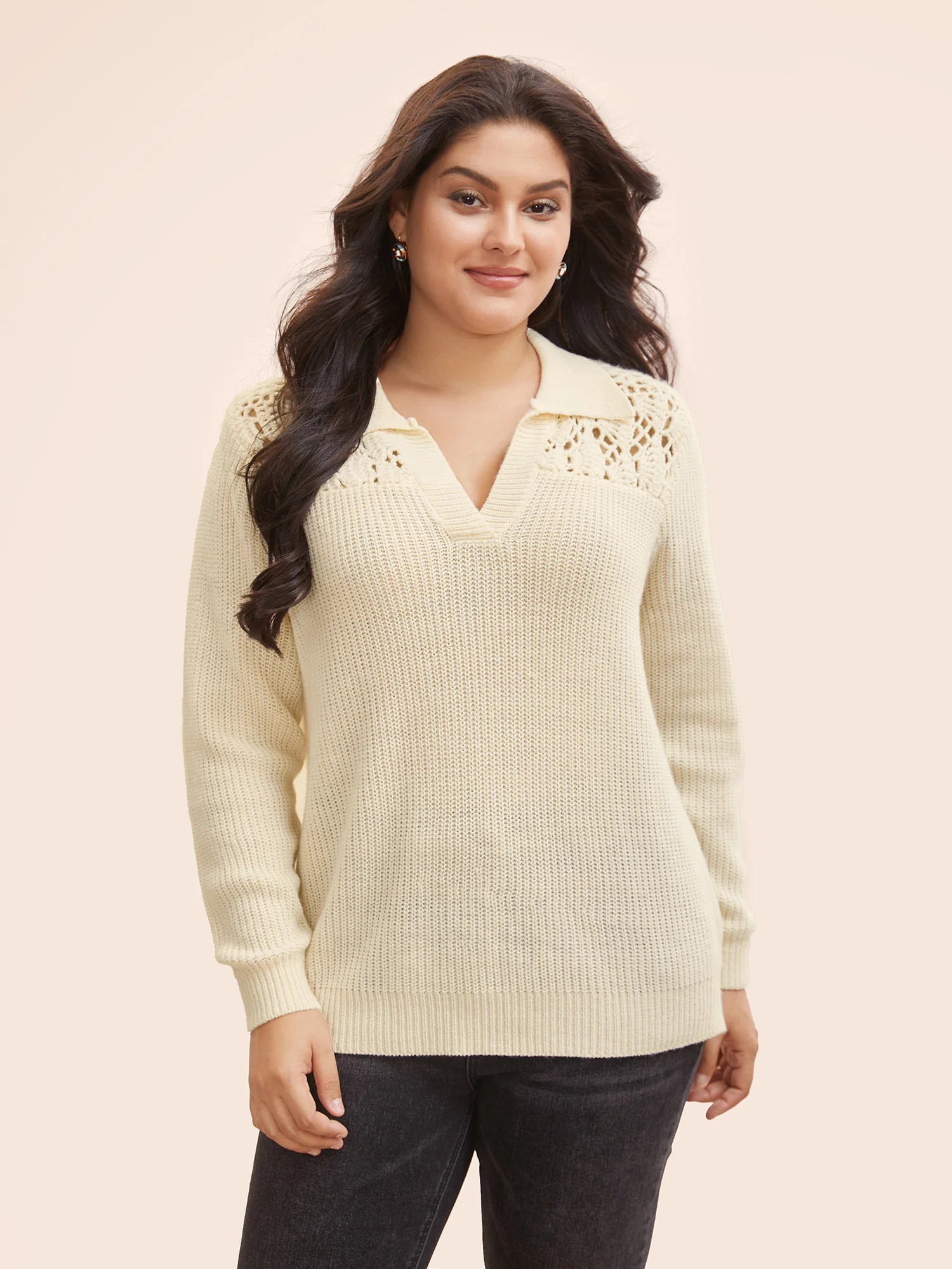 Hand Crocheted Polo Collared Pullover - Image 3