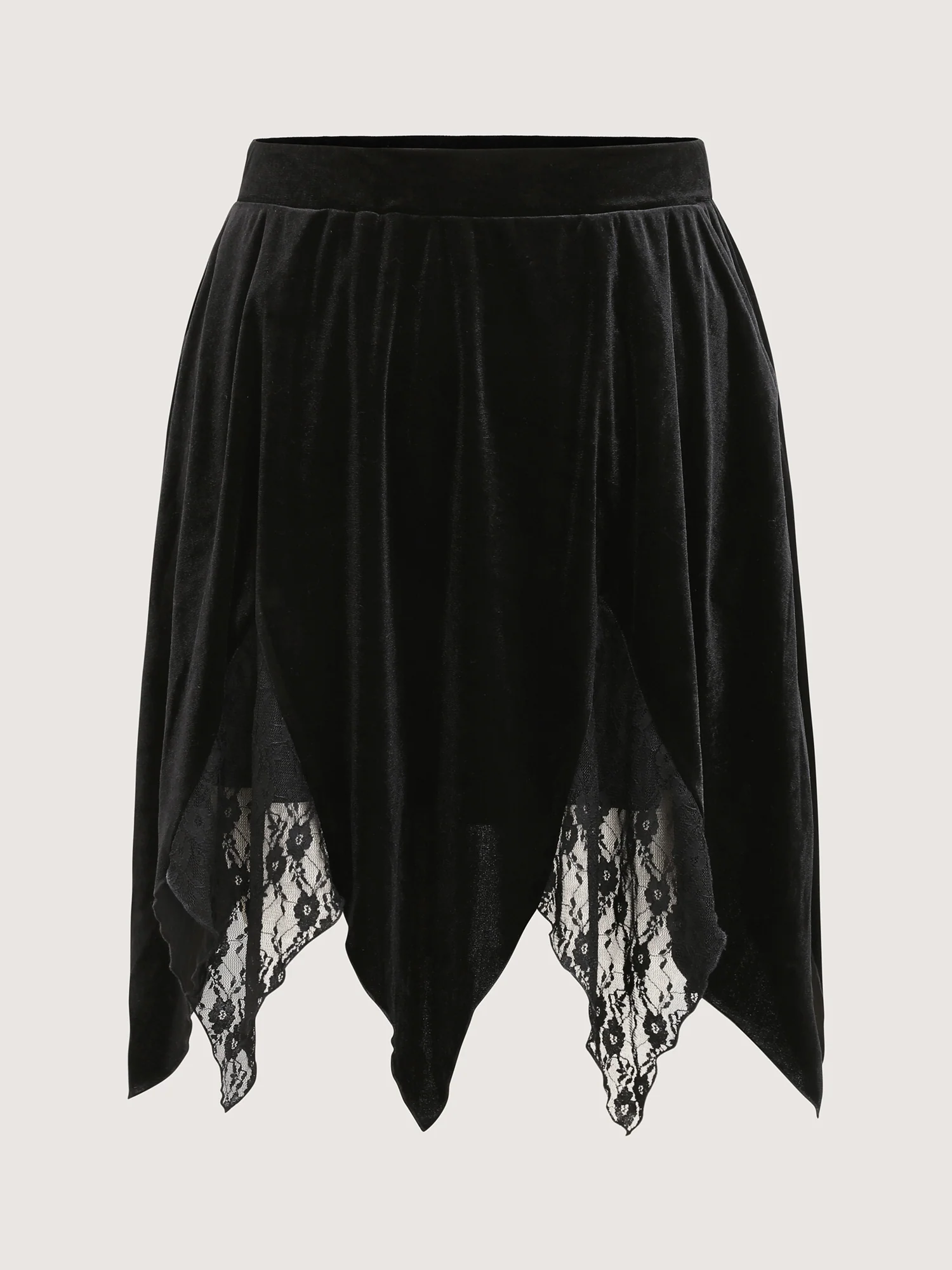 Handkerchief Hem Lace Trim Midi Skirt - Image 9