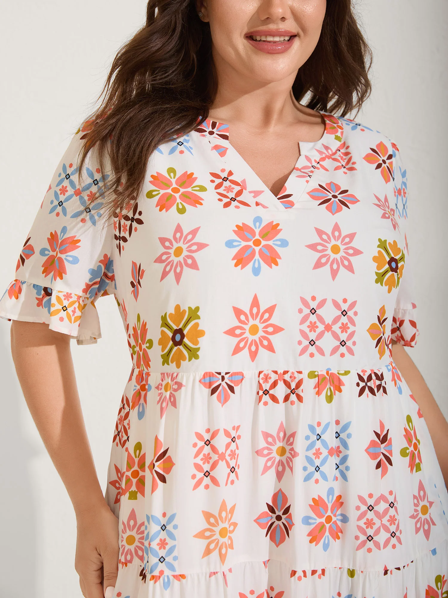 Handmade Block Print Tiered Mini Dress - Image 2