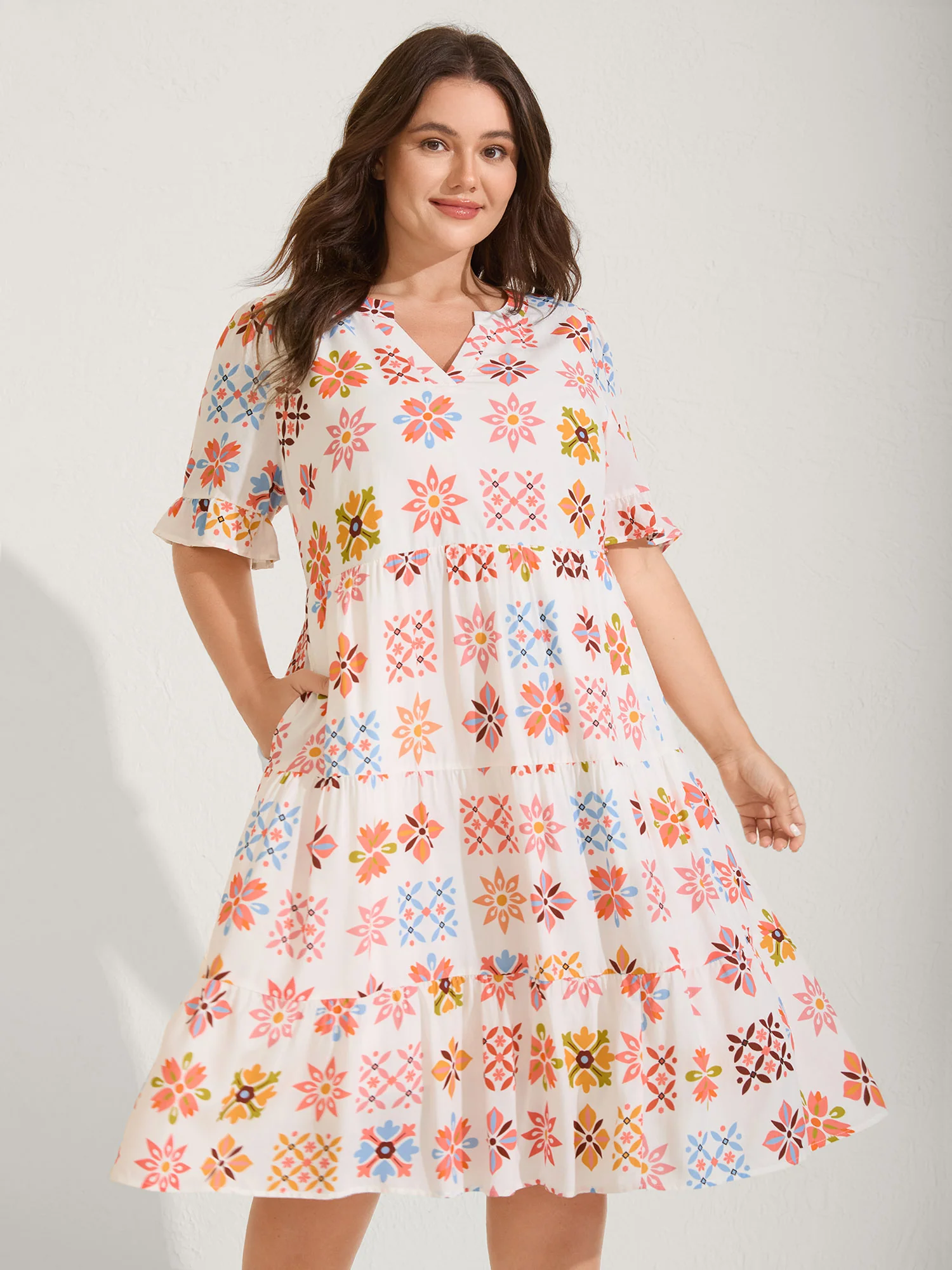Handmade Block Print Tiered Mini Dress - Image 3