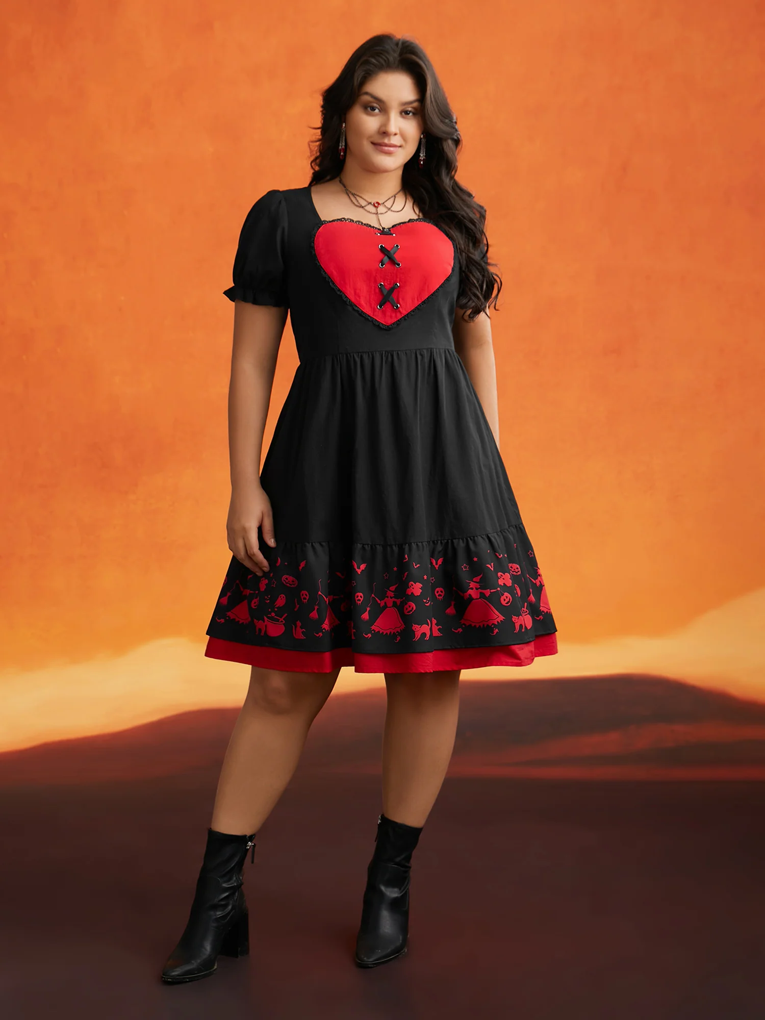 Sweet Romance Heart Motif Midi Dress - Image 3