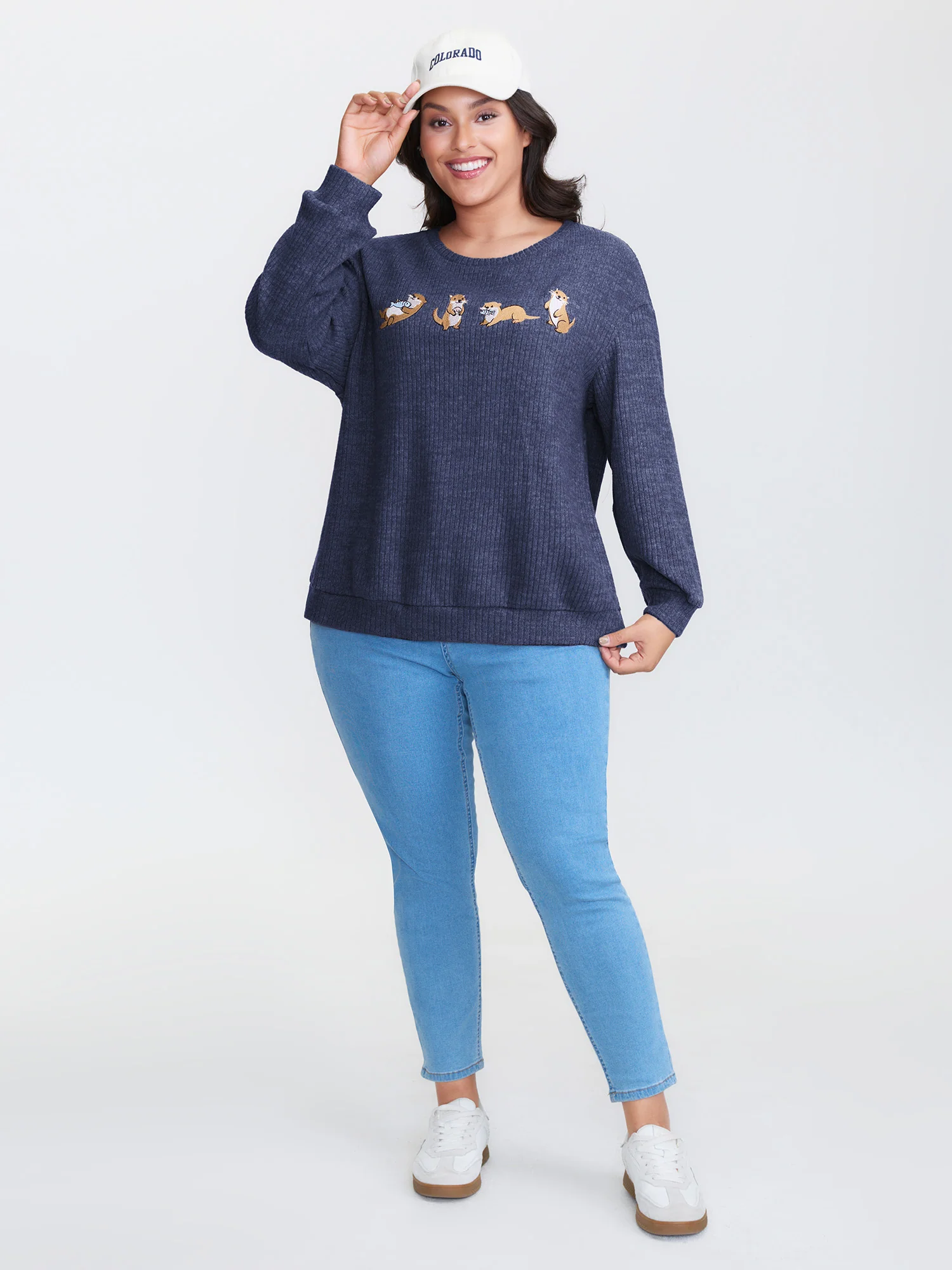 Happy Otter Embroidered Sweatshirt - Image 10