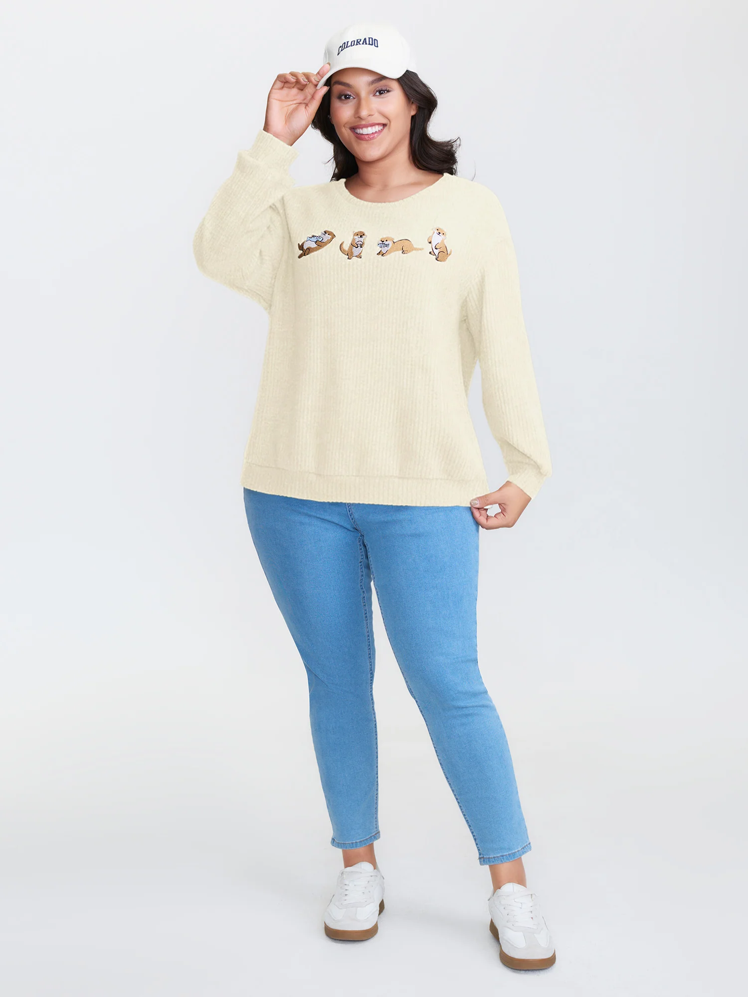 Happy Otter Embroidered Sweatshirt - Image 13