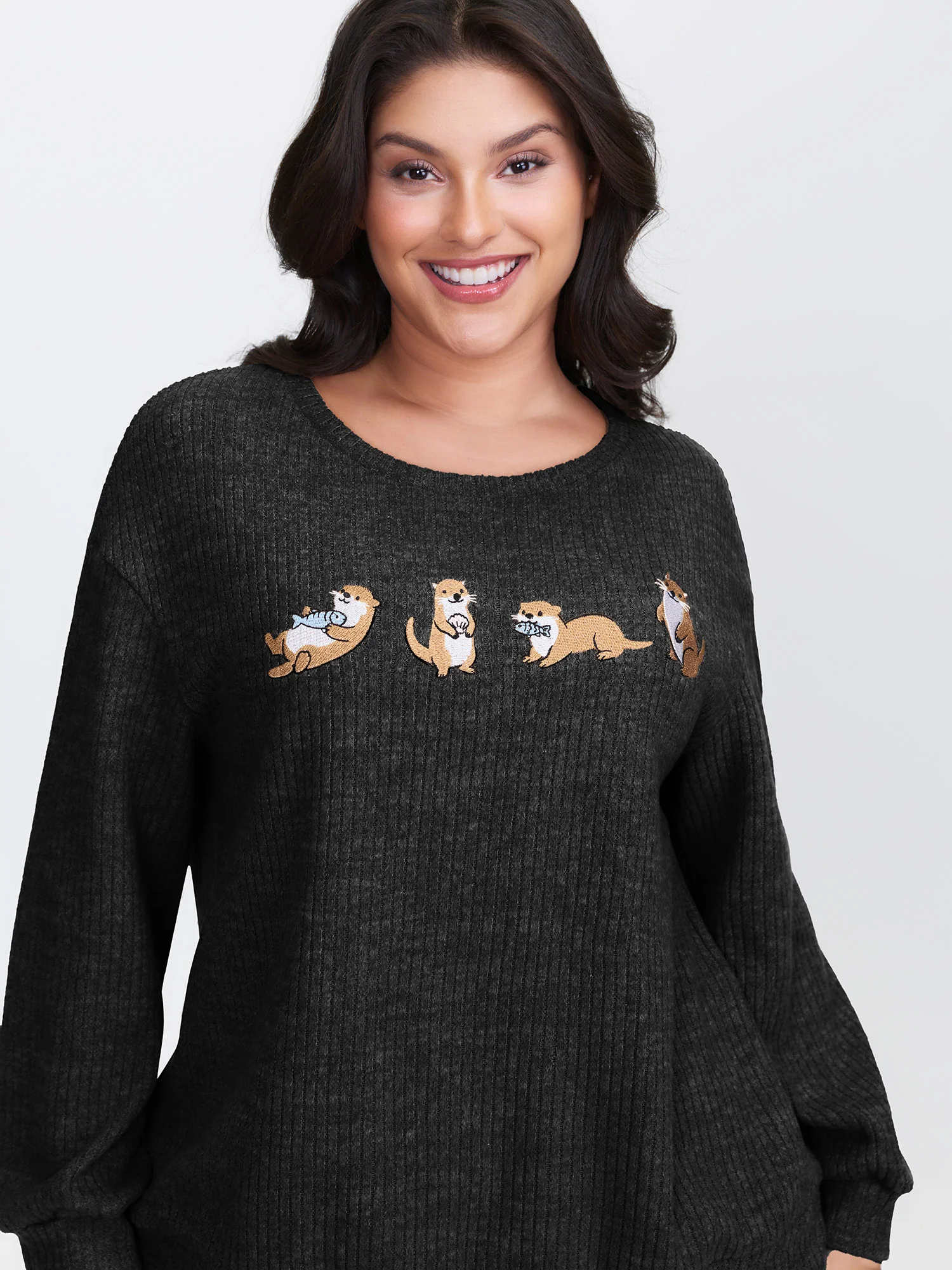 Happy Otter Embroidered Sweatshirt - Image 16