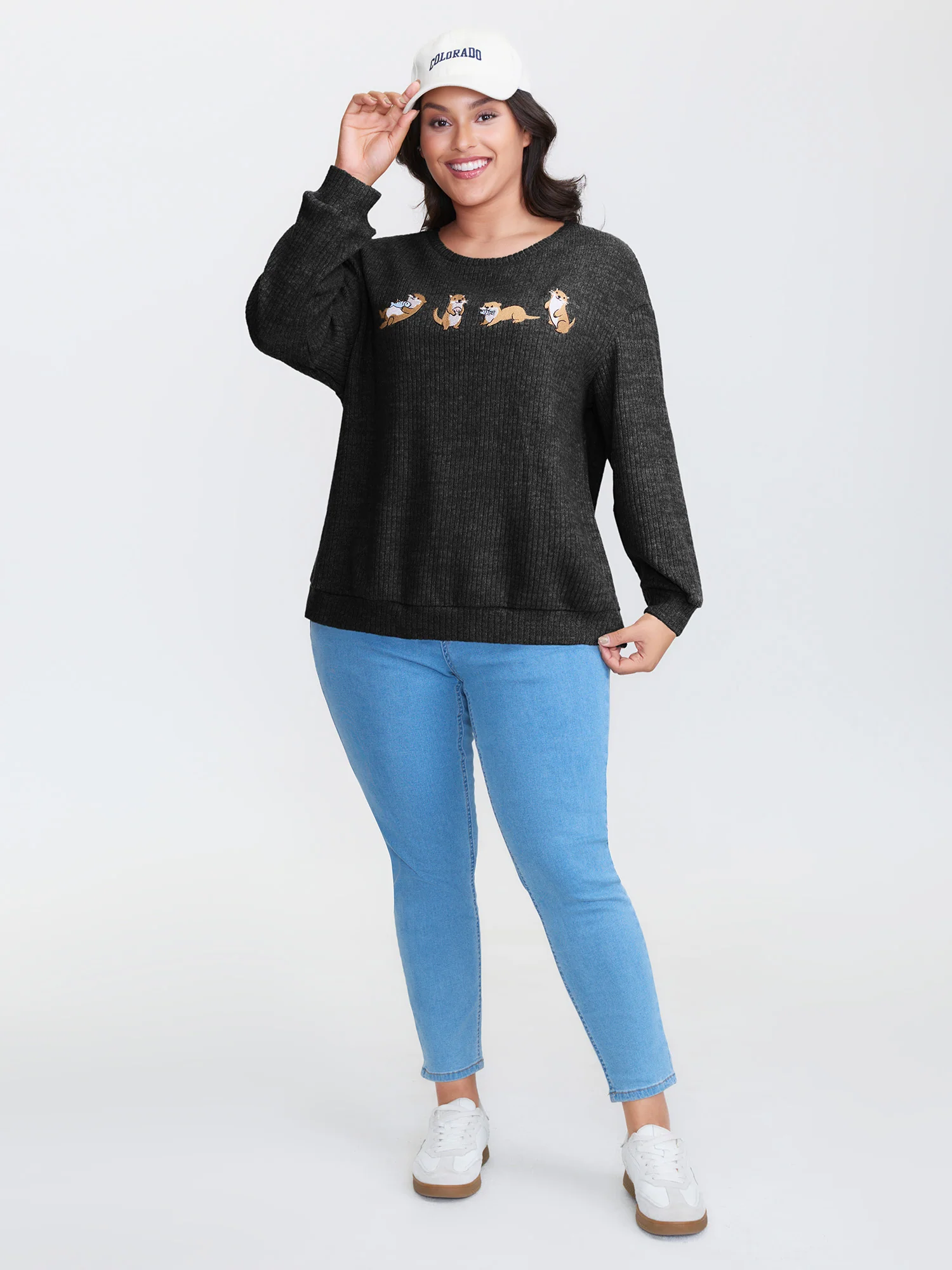Happy Otter Embroidered Sweatshirt - Image 18