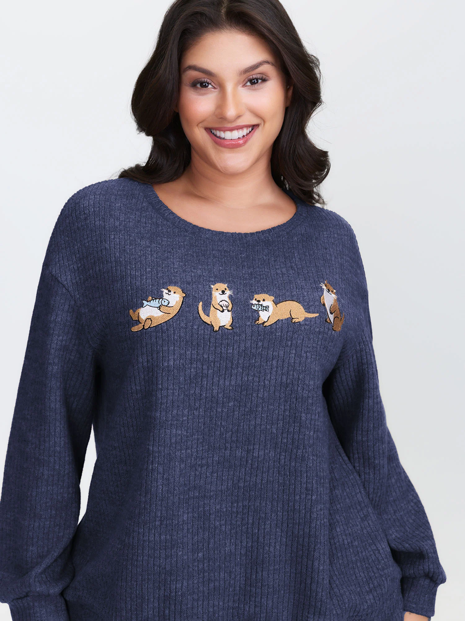 Happy Otter Embroidered Sweatshirt - Image 8