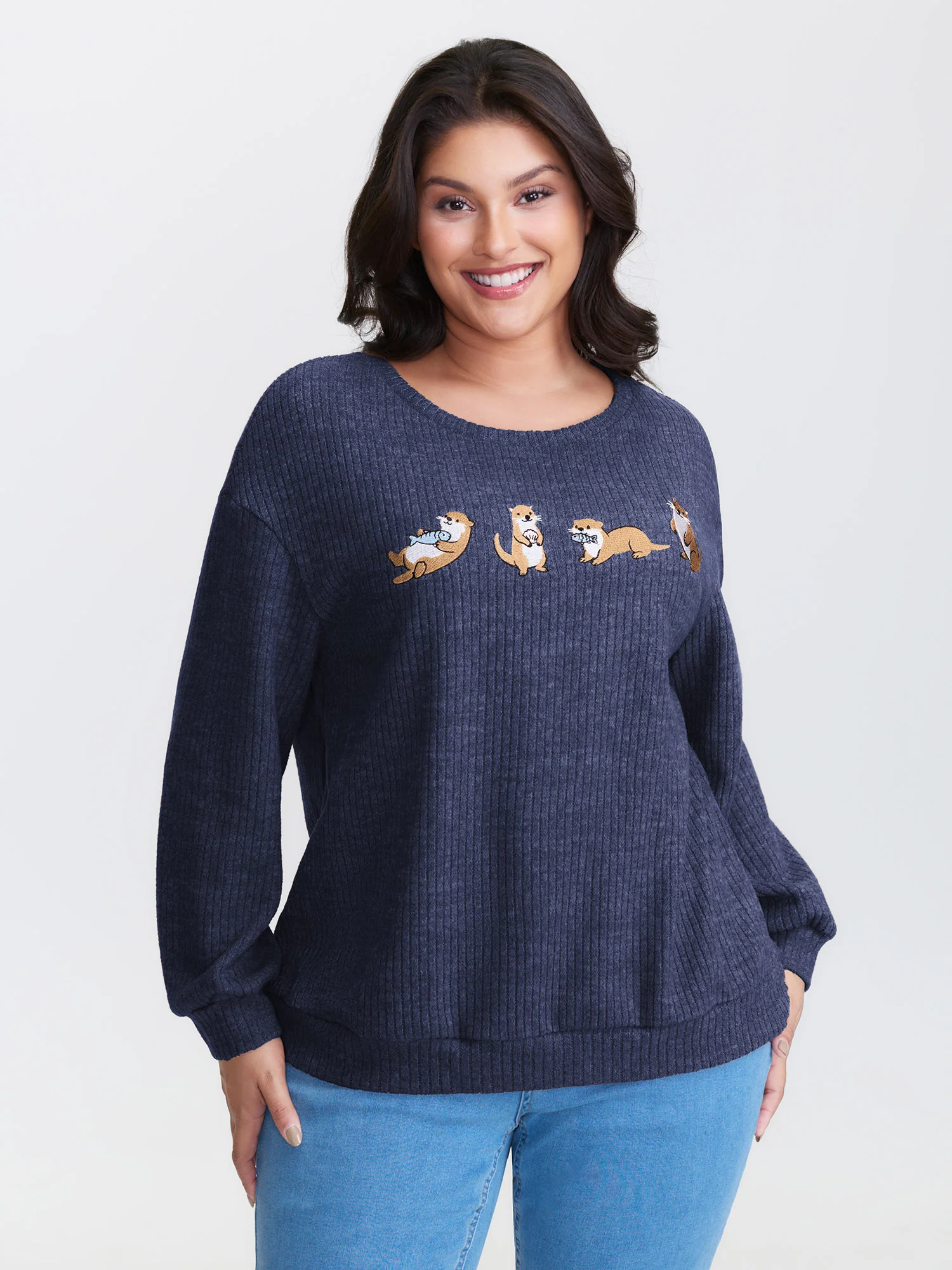 Happy Otter Embroidered Sweatshirt - Image 9