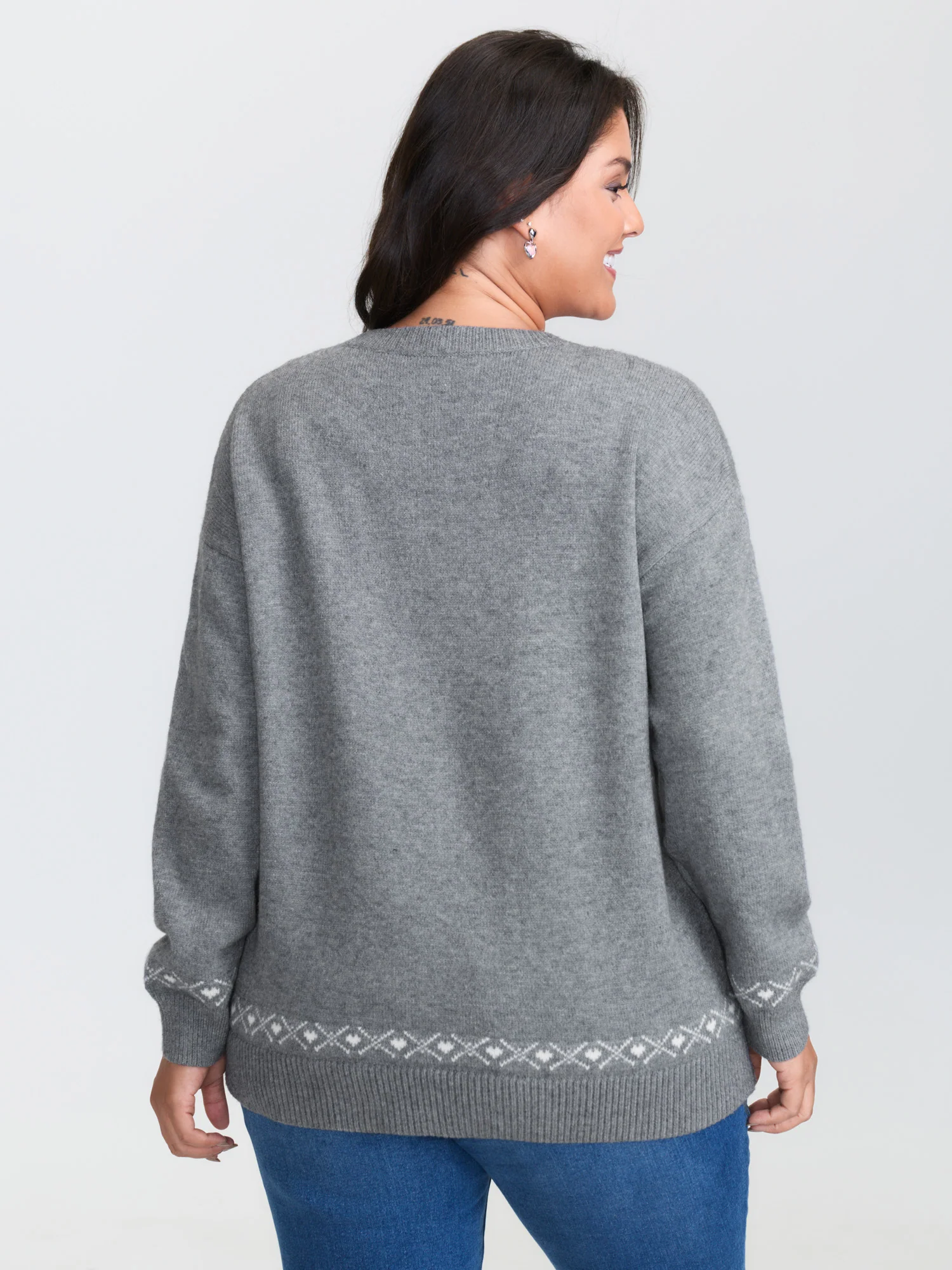 Happy Animal Pattern Jacquard Pullover - Image 4