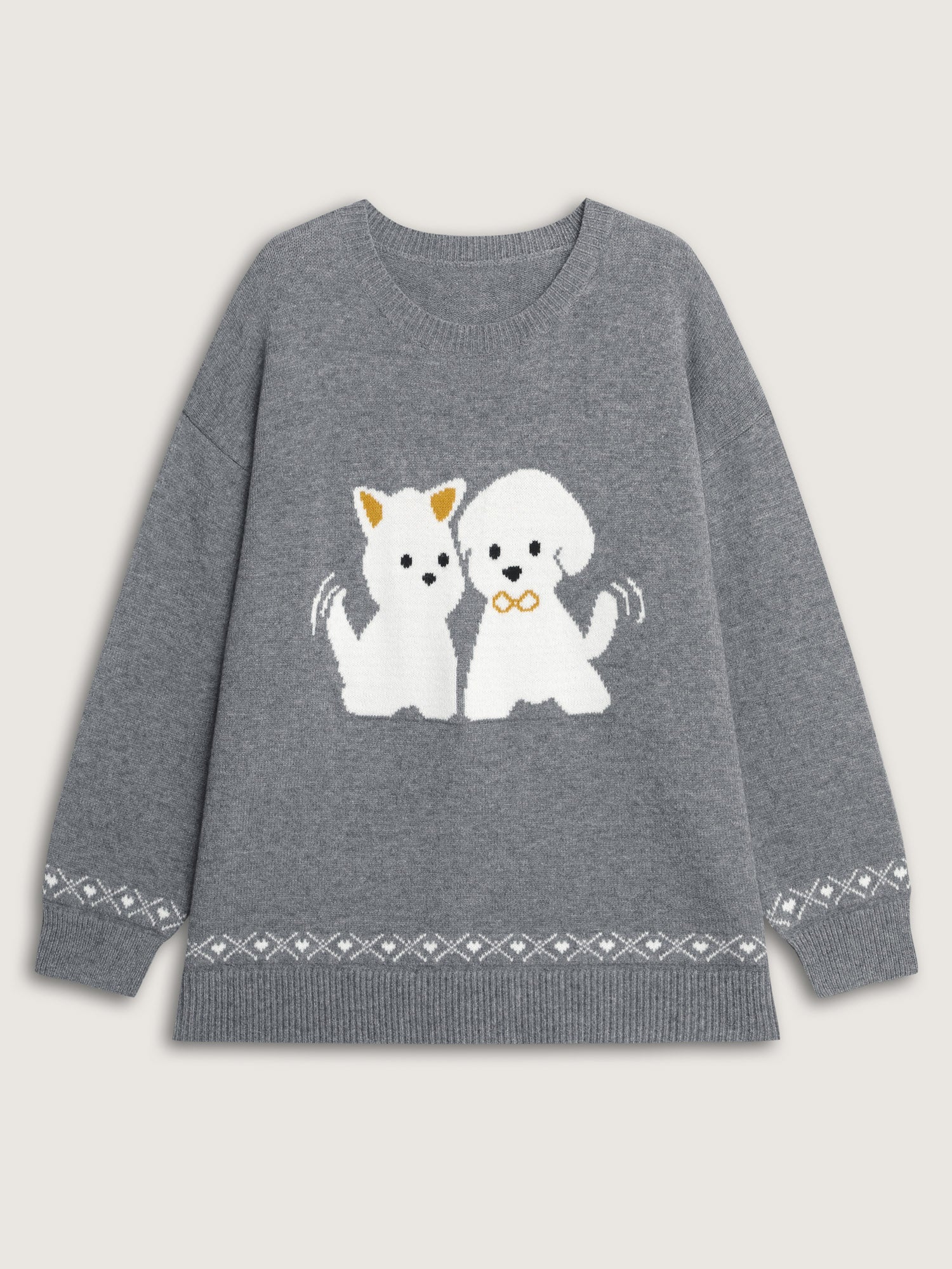Happy Animal Pattern Jacquard Pullover - Image 7