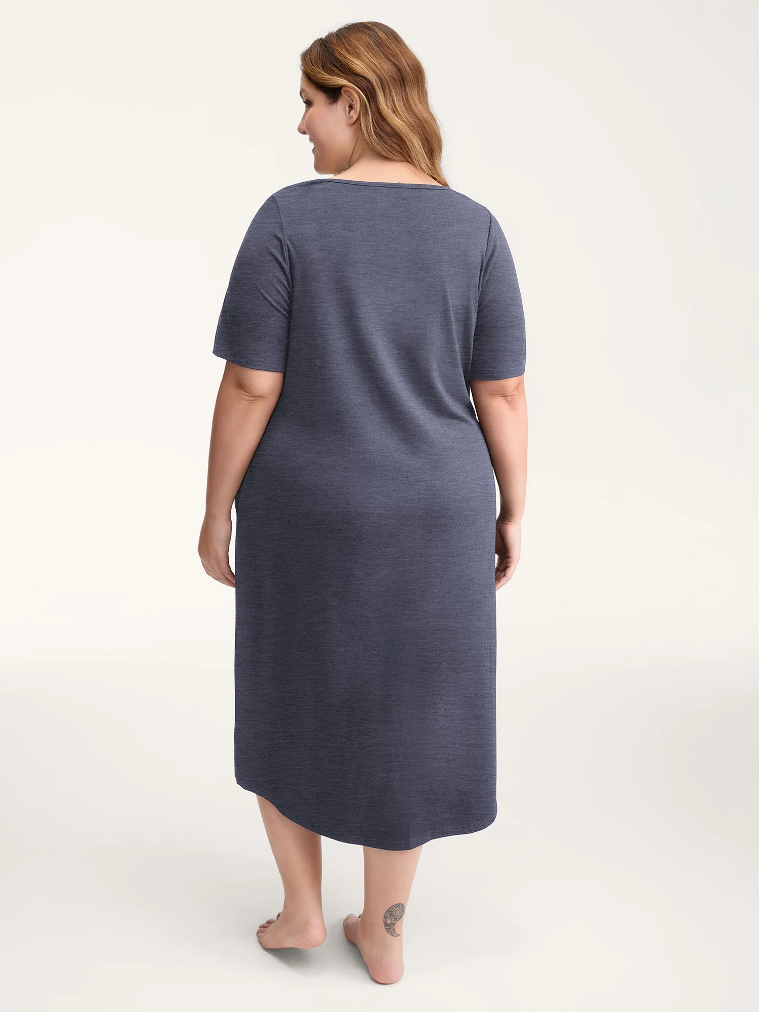Happy Cat Print Stretchy Contrast Nightgown - Image 18