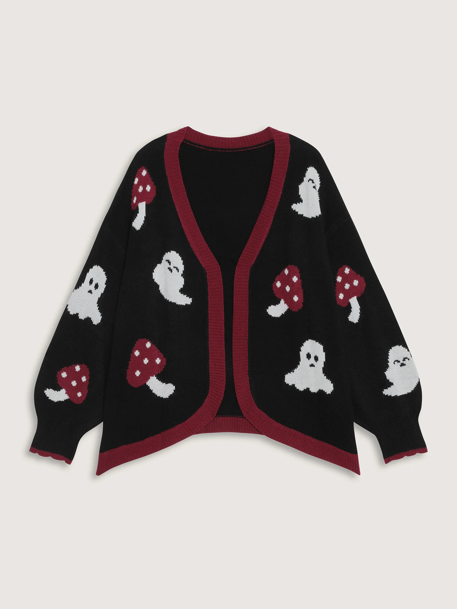 Happy Ghost Curvy Hem Open-Front Cardigan - Image 8