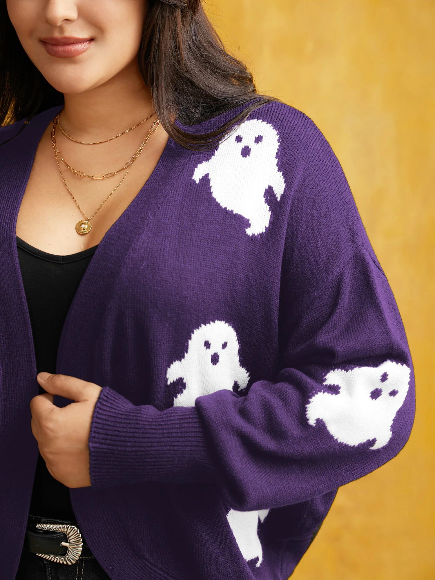 Happy Ghost Jacquard Arc Cardigan - Image 11