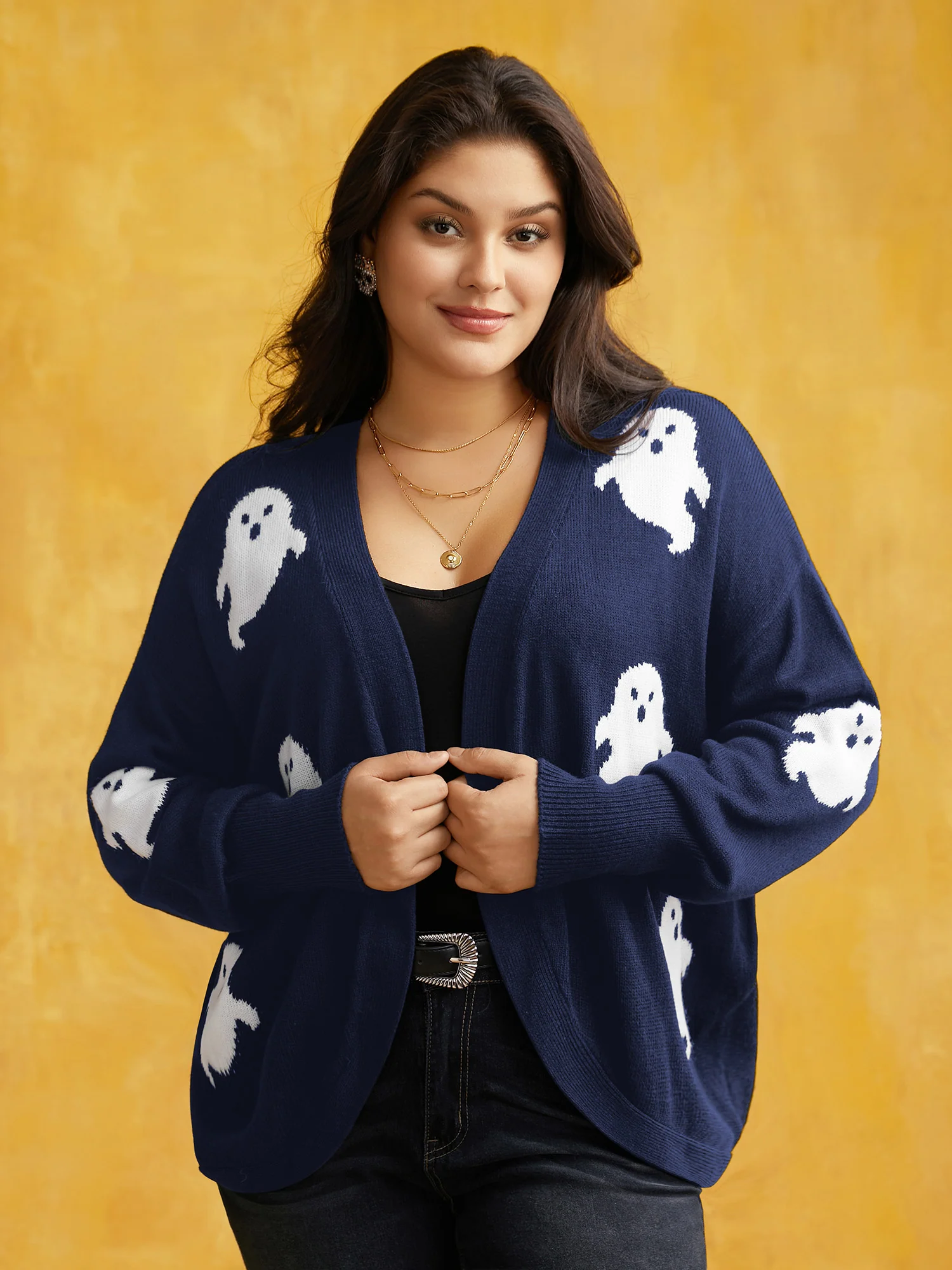 Happy Ghost Jacquard Arc Cardigan - Image 12