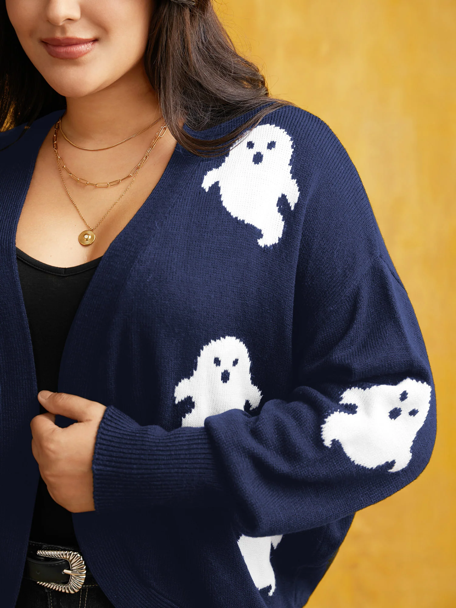 Happy Ghost Jacquard Arc Cardigan - Image 15