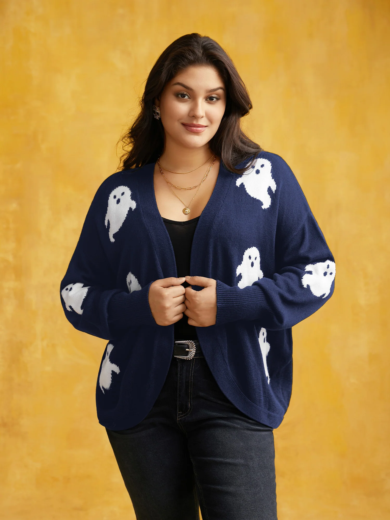 Happy Ghost Jacquard Arc Cardigan - Image 16