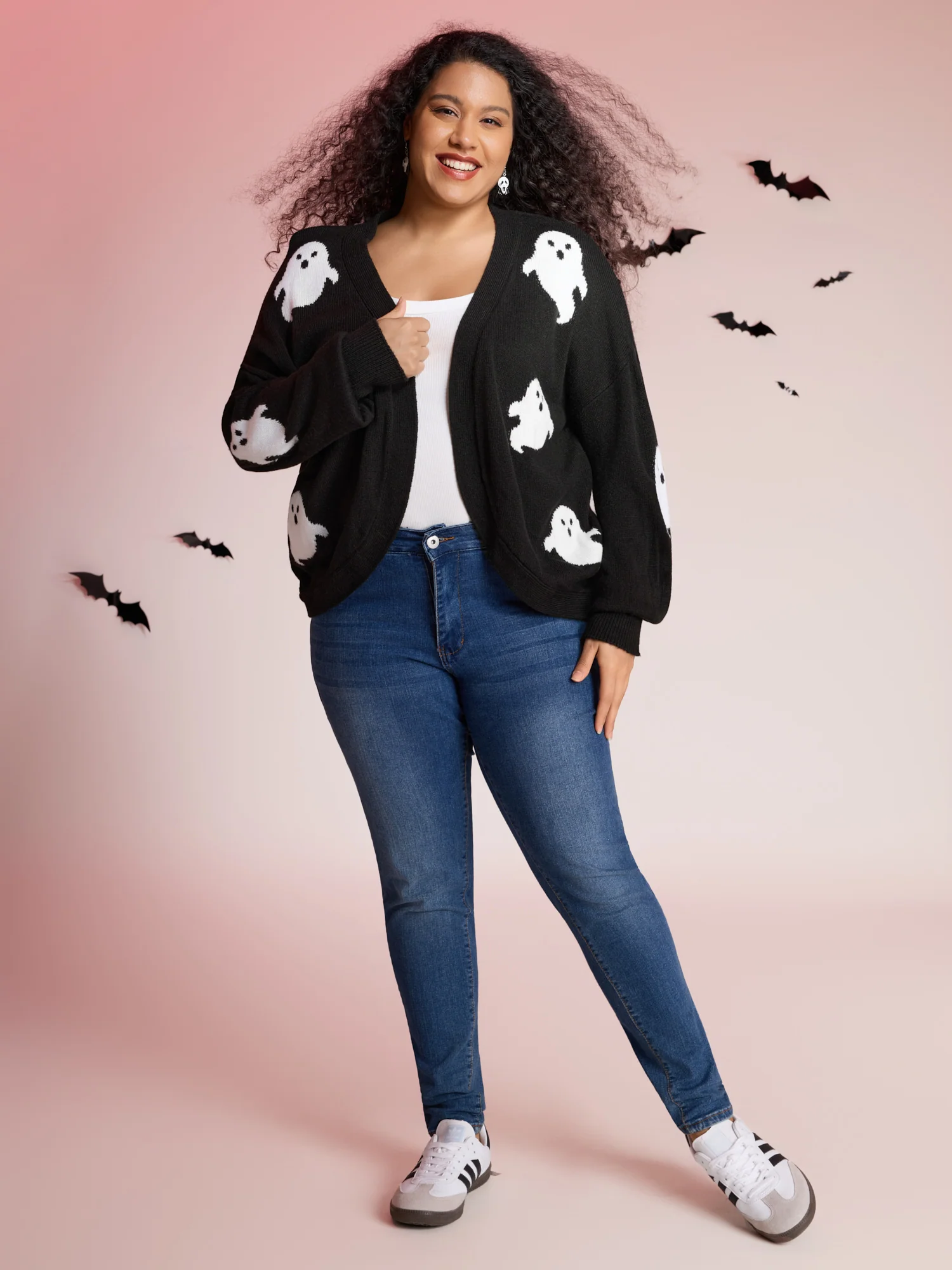 Happy Ghost Jacquard Arc Cardigan - Image 3