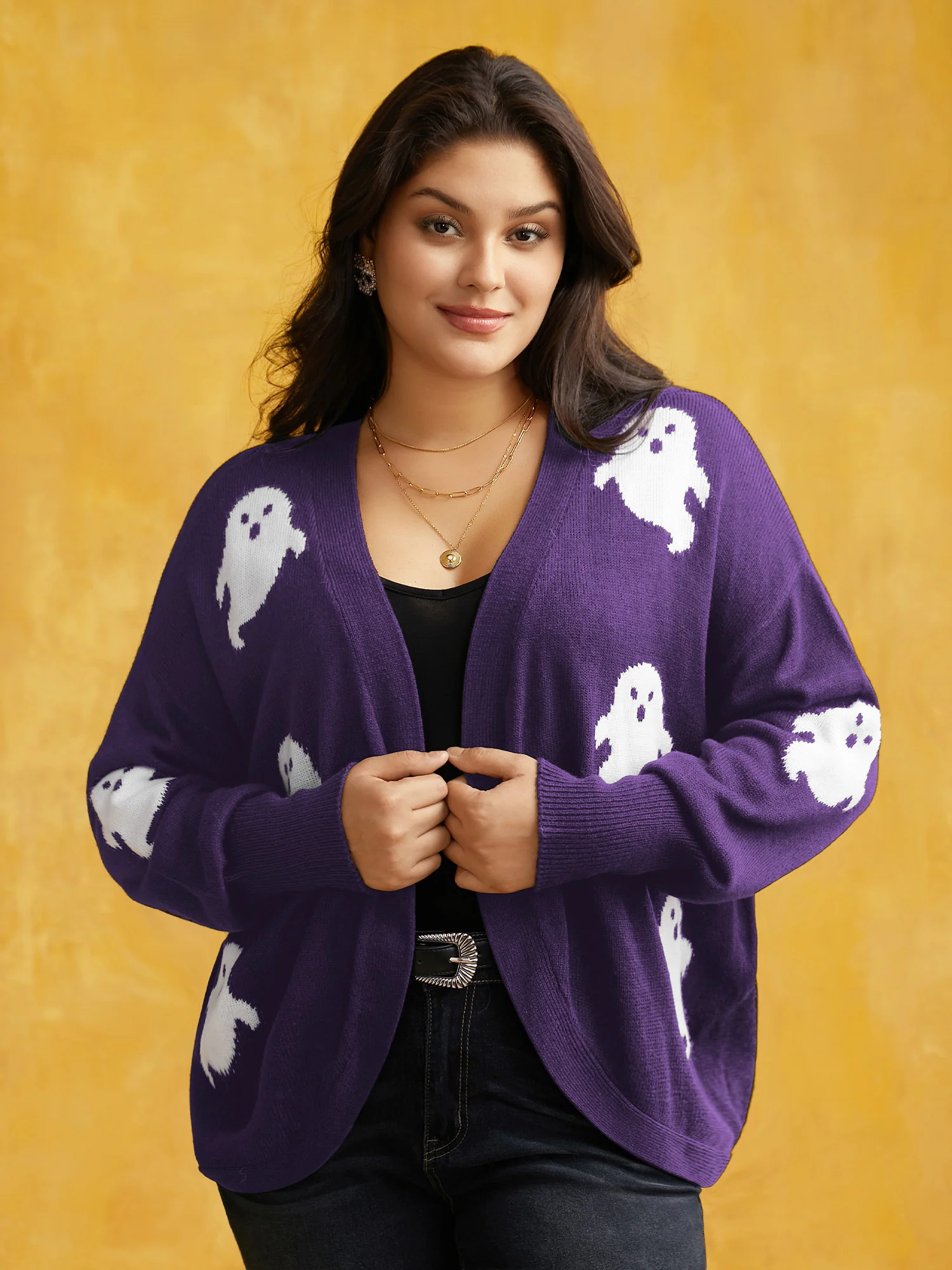Happy Ghost Jacquard Arc Cardigan - Image 8