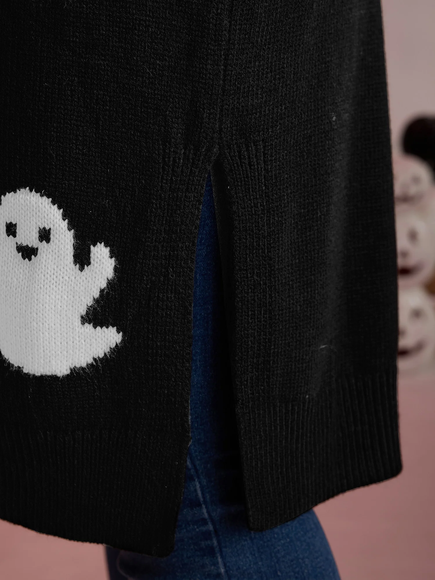 Happy Ghost Jacquard Knit Cardigan - Image 4