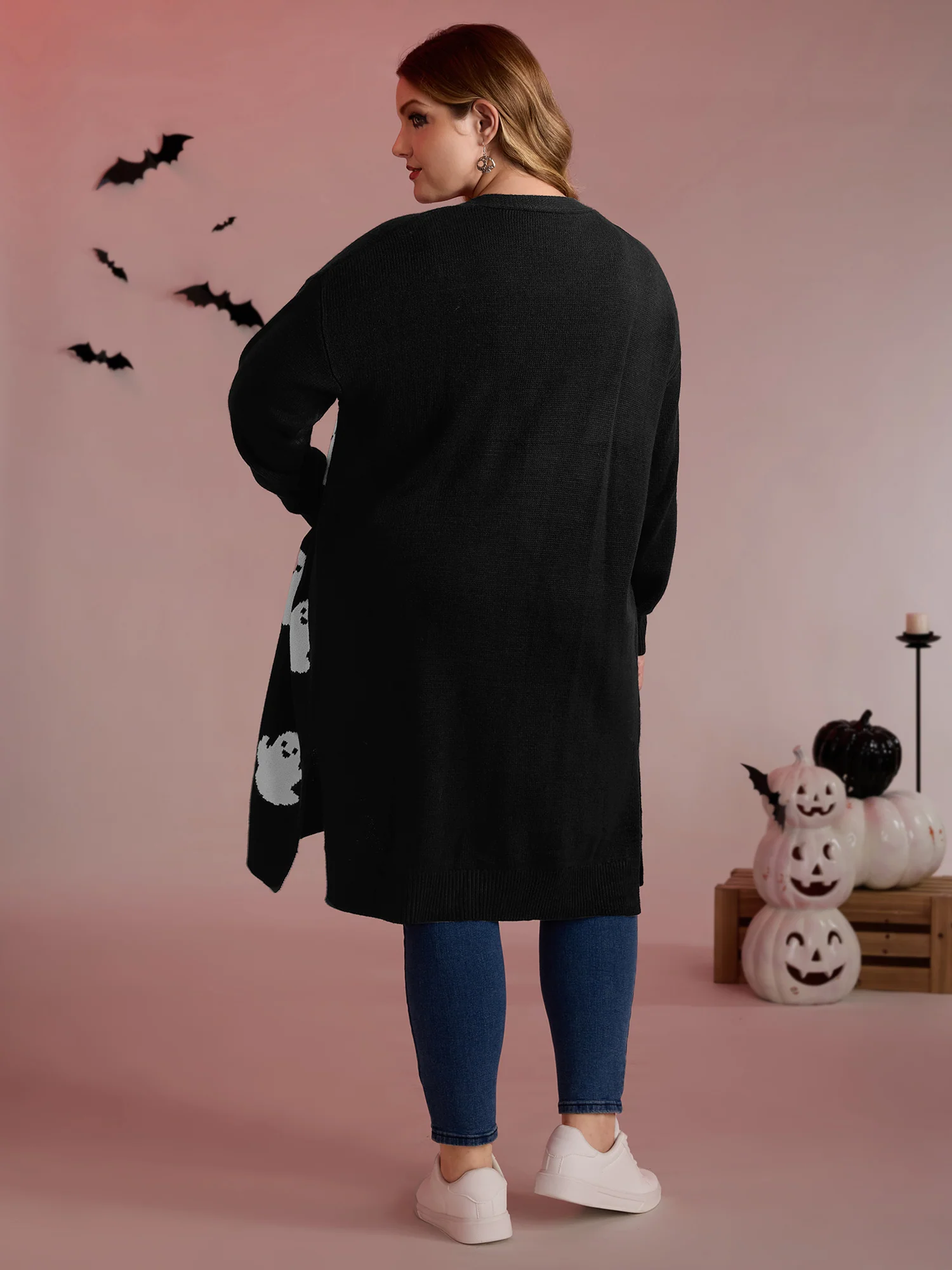 Happy Ghost Jacquard Knit Cardigan - Image 5