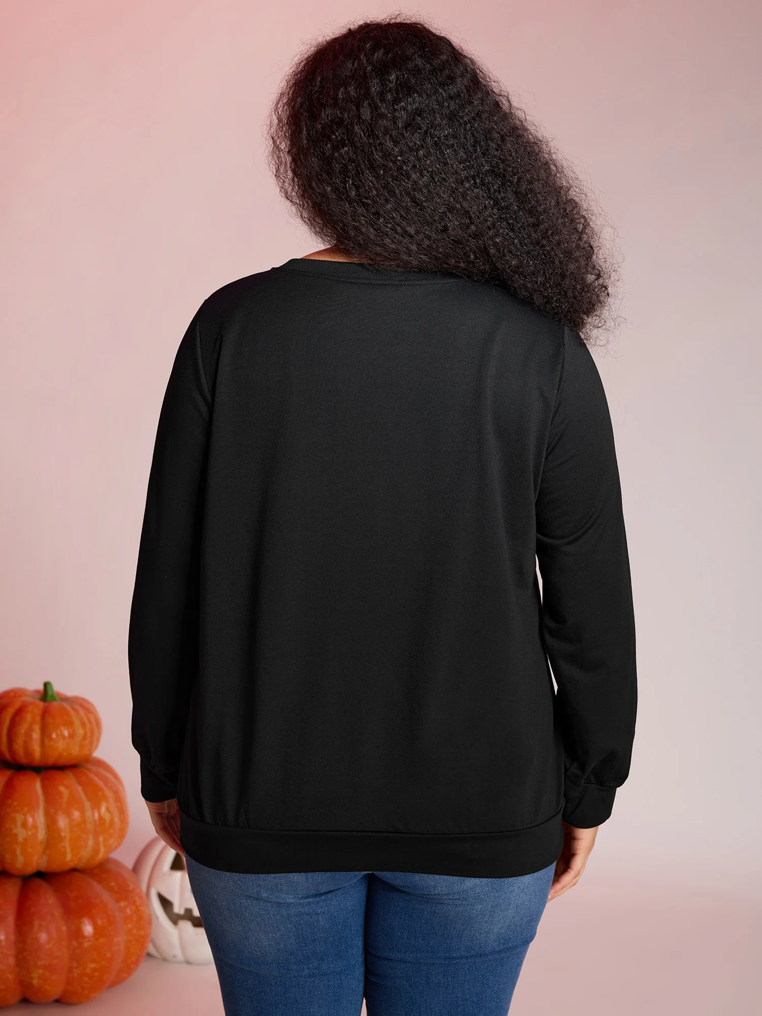 Happy Ghost Sequin Embroidery Sweatshirt - Image 4