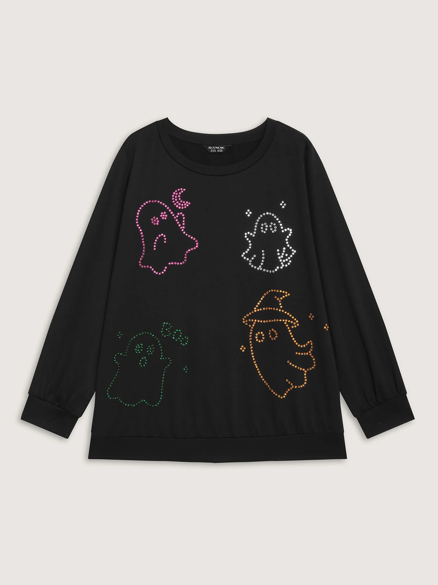 Happy Ghost Sequin Embroidery Sweatshirt - Image 7