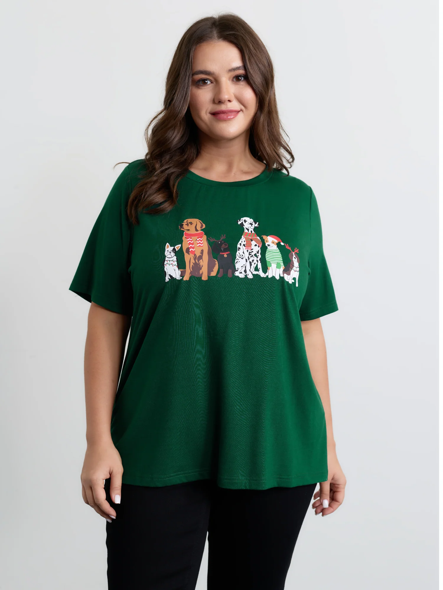 Happy Holiday Dogs Print T-Shirt - Image 2