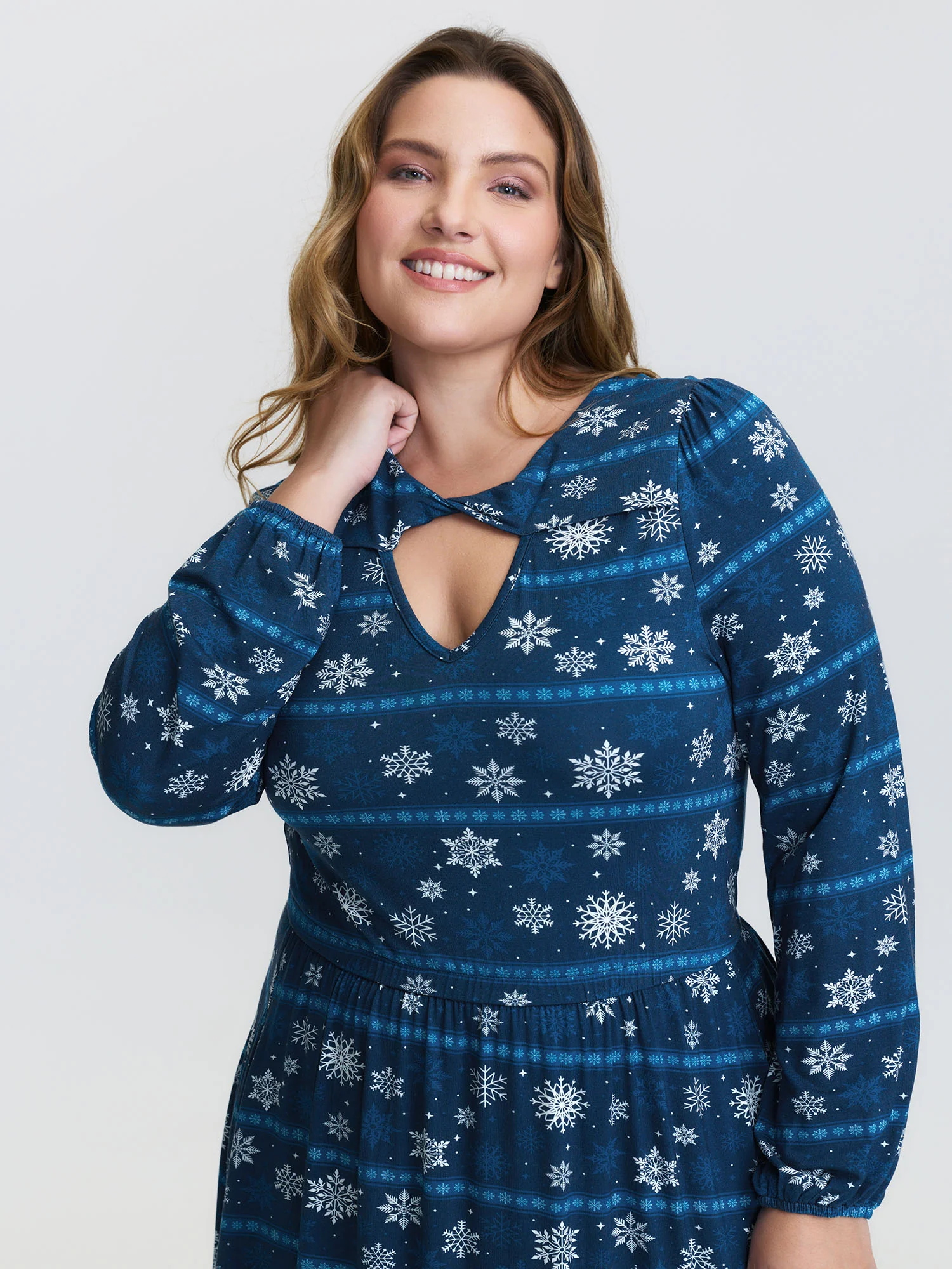 Happy Holidays Neck Cut-Out Midi Dress - Image 3