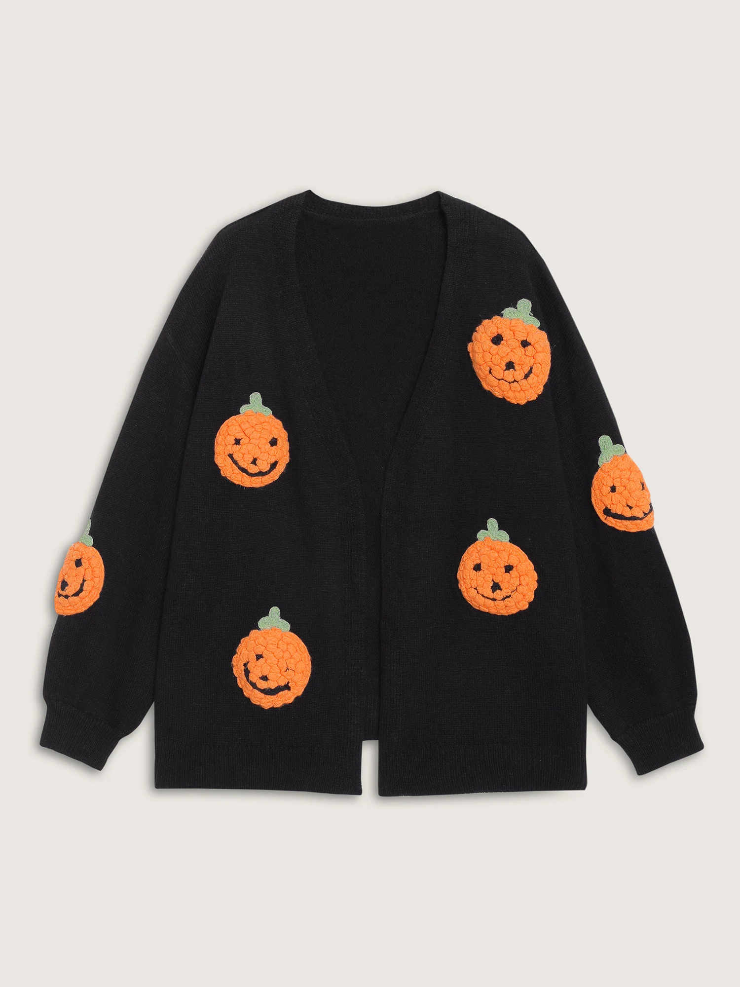 Happy Pumpkin Crochet Knit Cardigan - Image 8