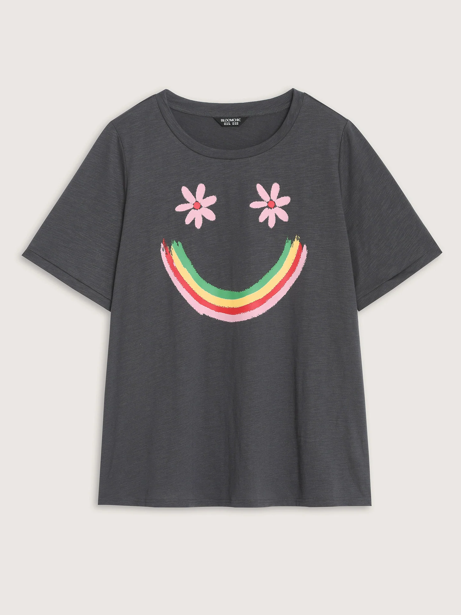 Happy Rainbow Print Round Neck T-Shirt - Image 6