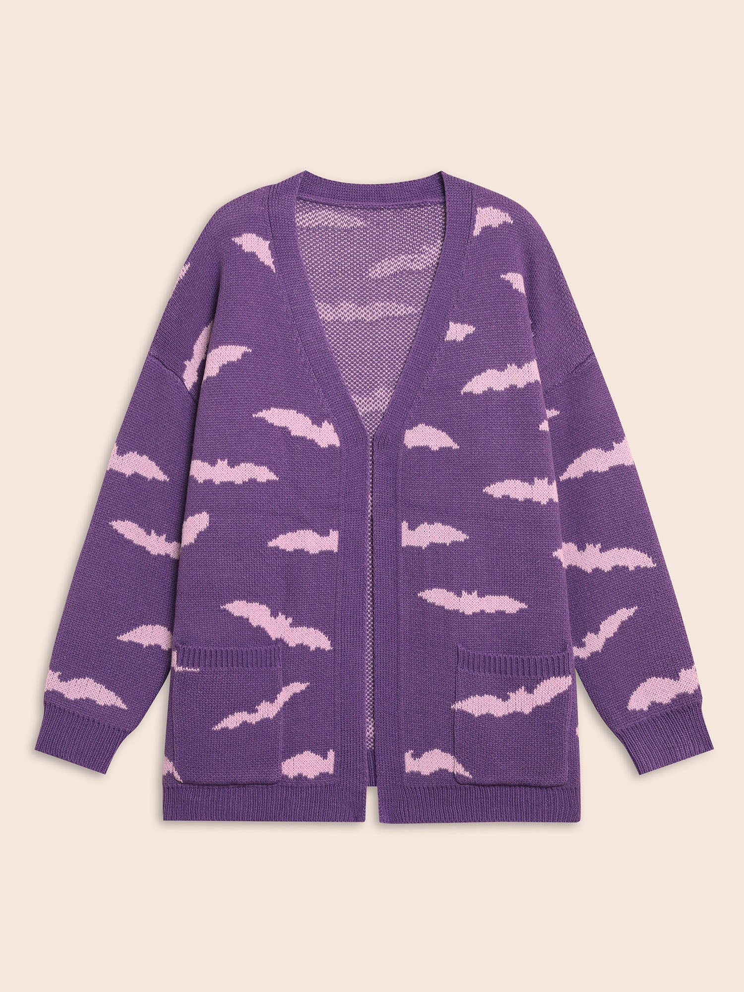 Haunted Bats Printed Jacquard Cardigan - For Halloween - Image 7