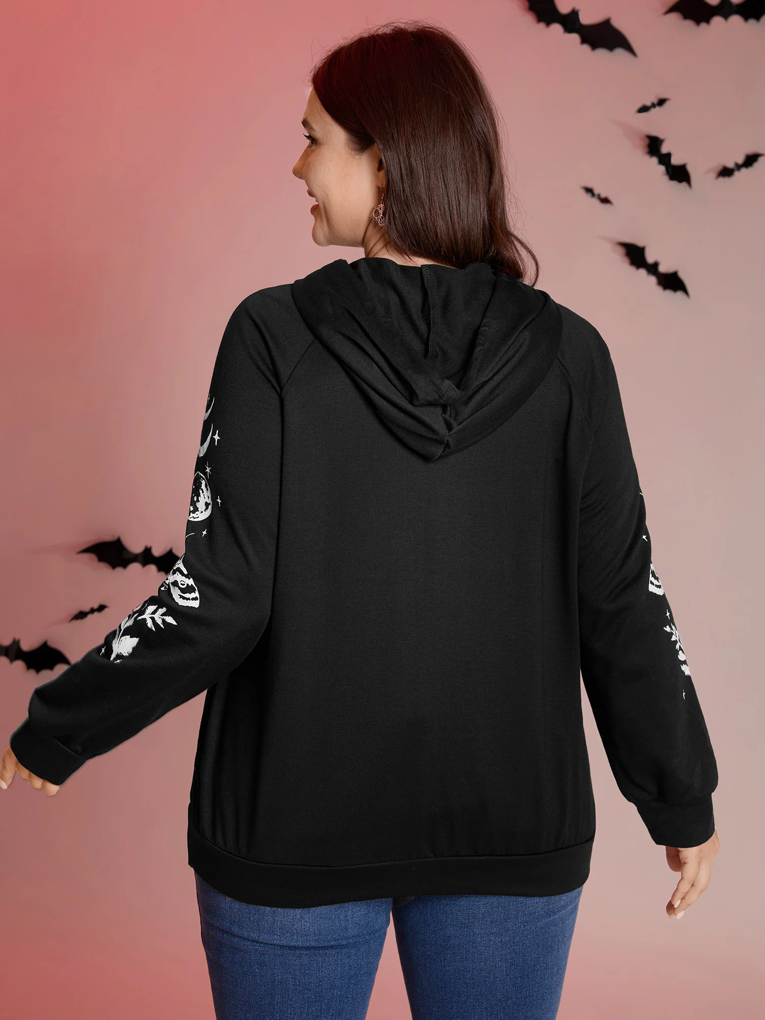 Haunted Midnight Motif Solid Hoodie - Image 4