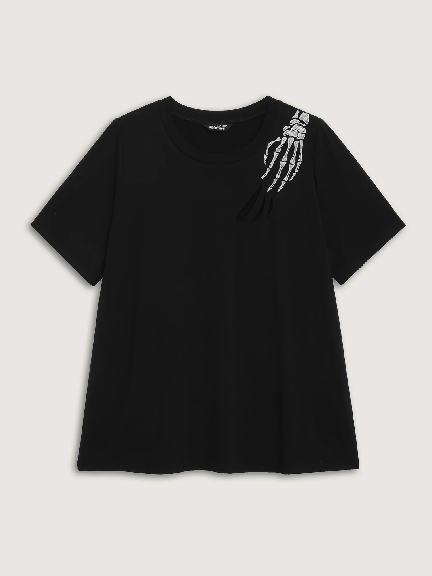 Haunted Skeleton Hand Embroidery T-Shirt - Image 6