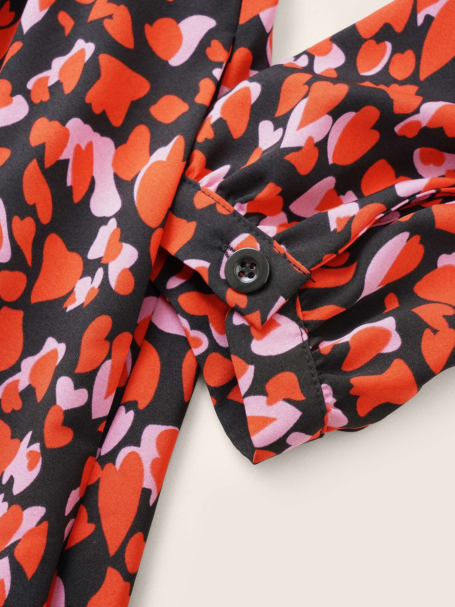 Heart Allover Print Belted Surplice Neck Dress - Image 6