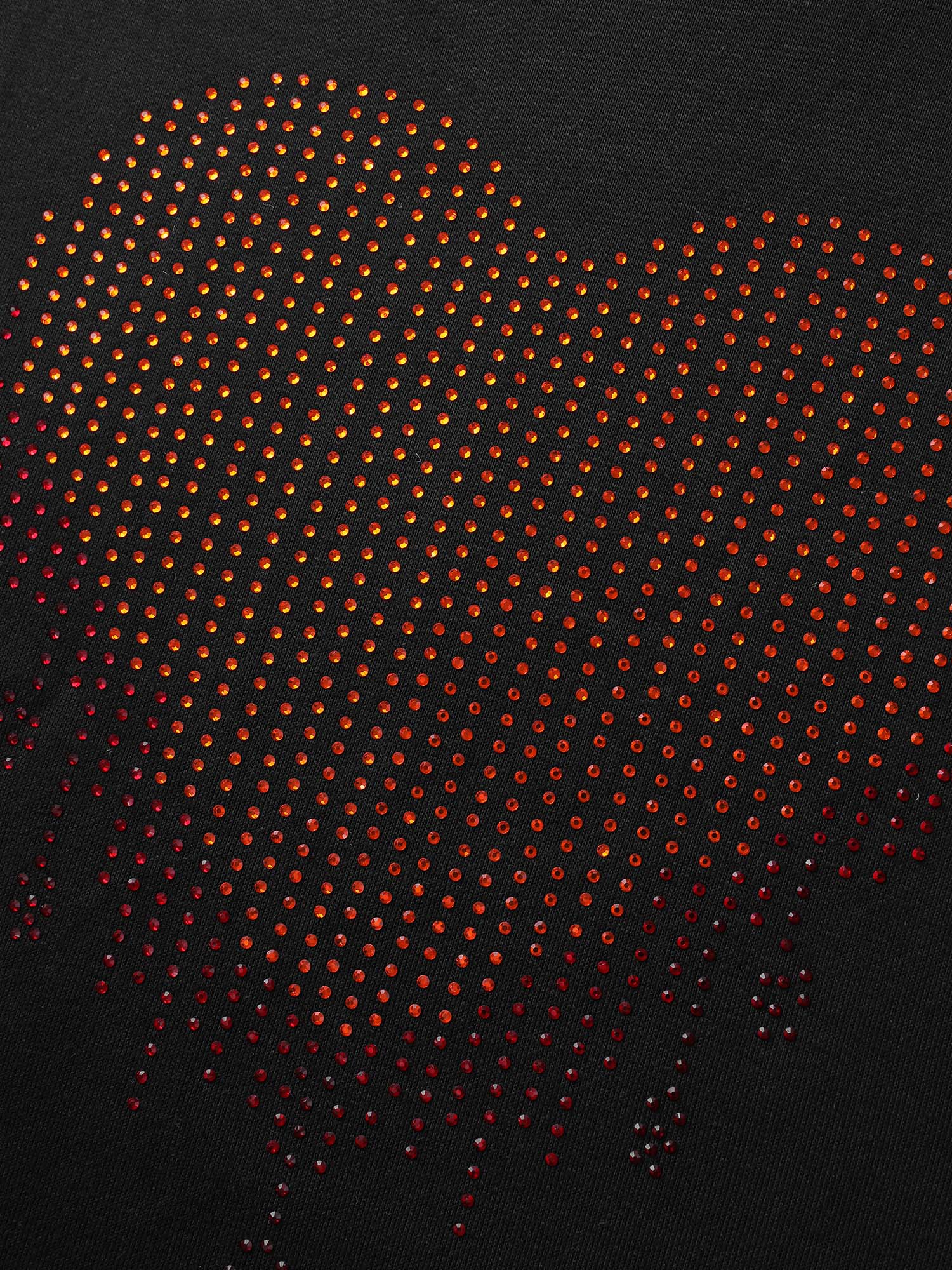 Heart Motif Rhinestones Round Neck Sweatshirt - Image 5