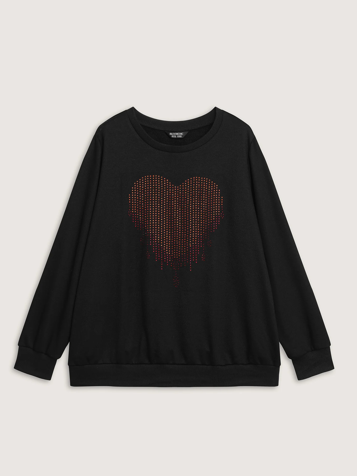 Heart Motif Rhinestones Round Neck Sweatshirt - Image 6