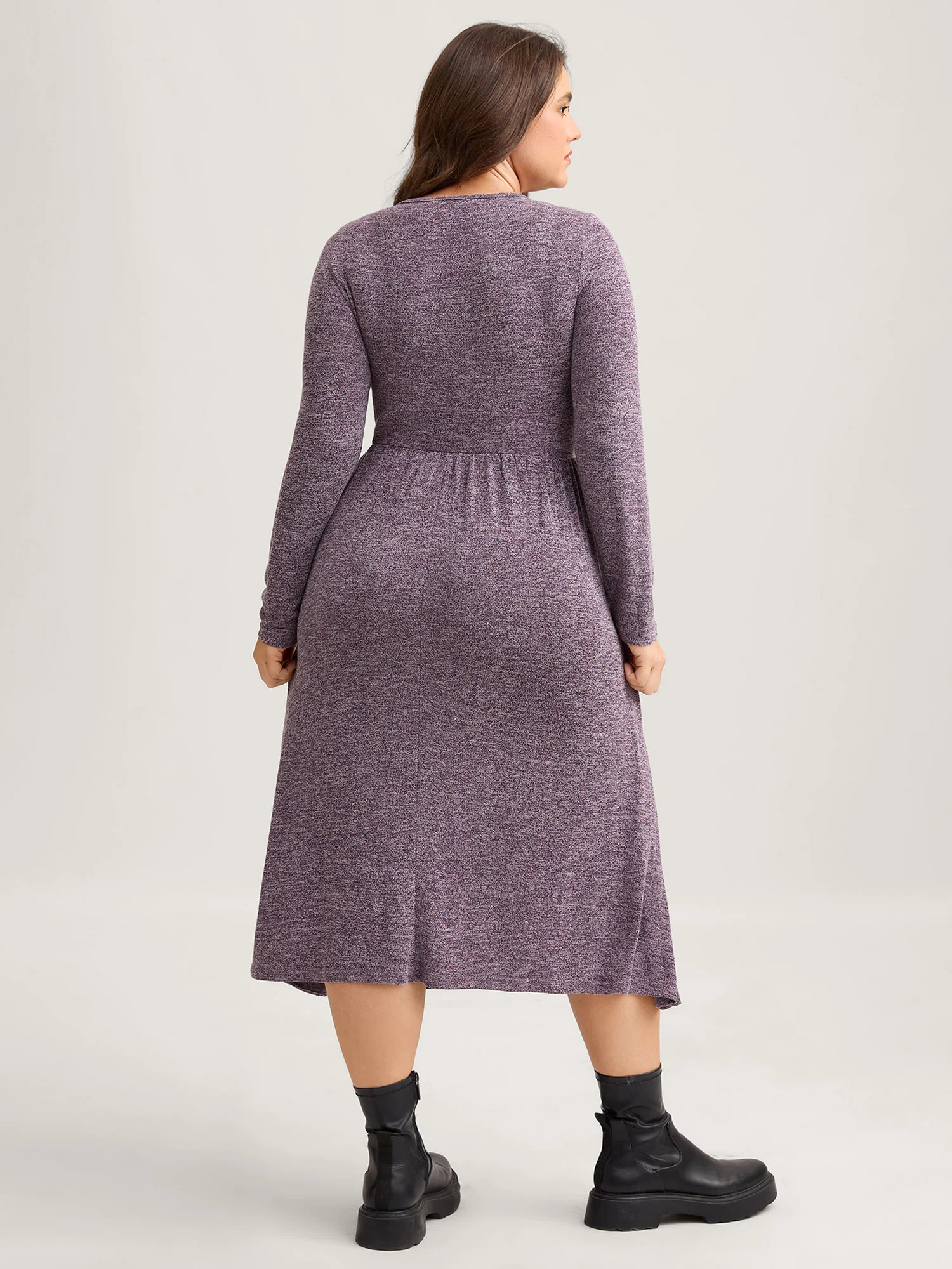 Heart Neckline Button Detailing Crossover Fit Dress - Image 4