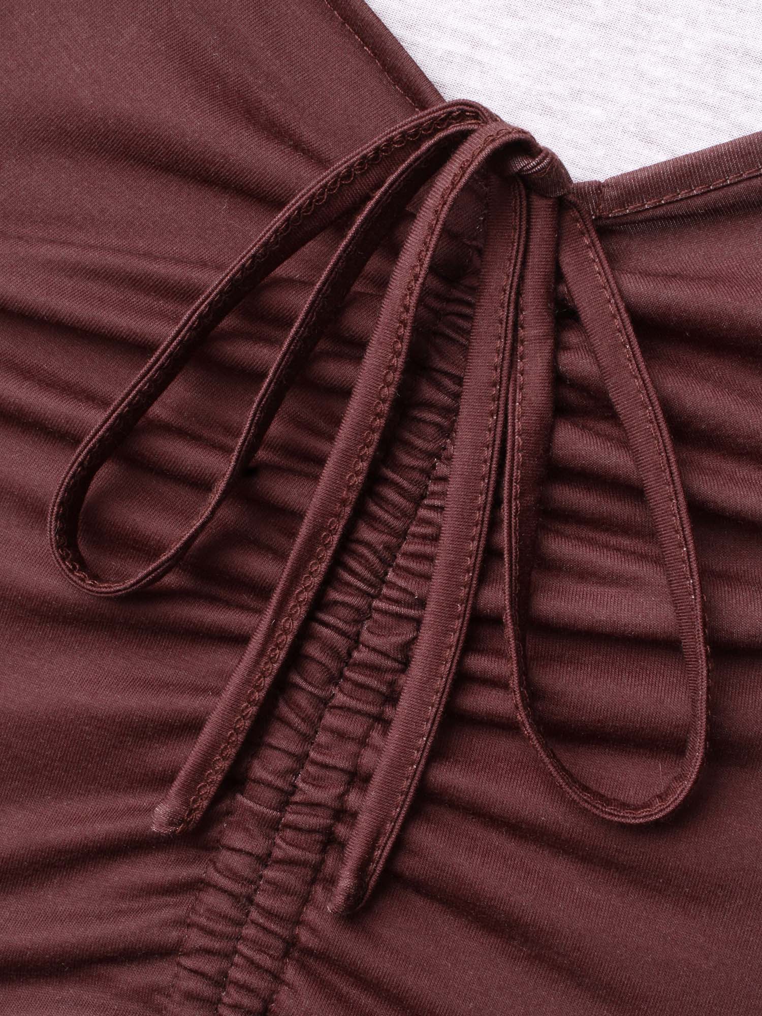 Heart Neckline Drawstring Gradient Midi Dress - Image 5