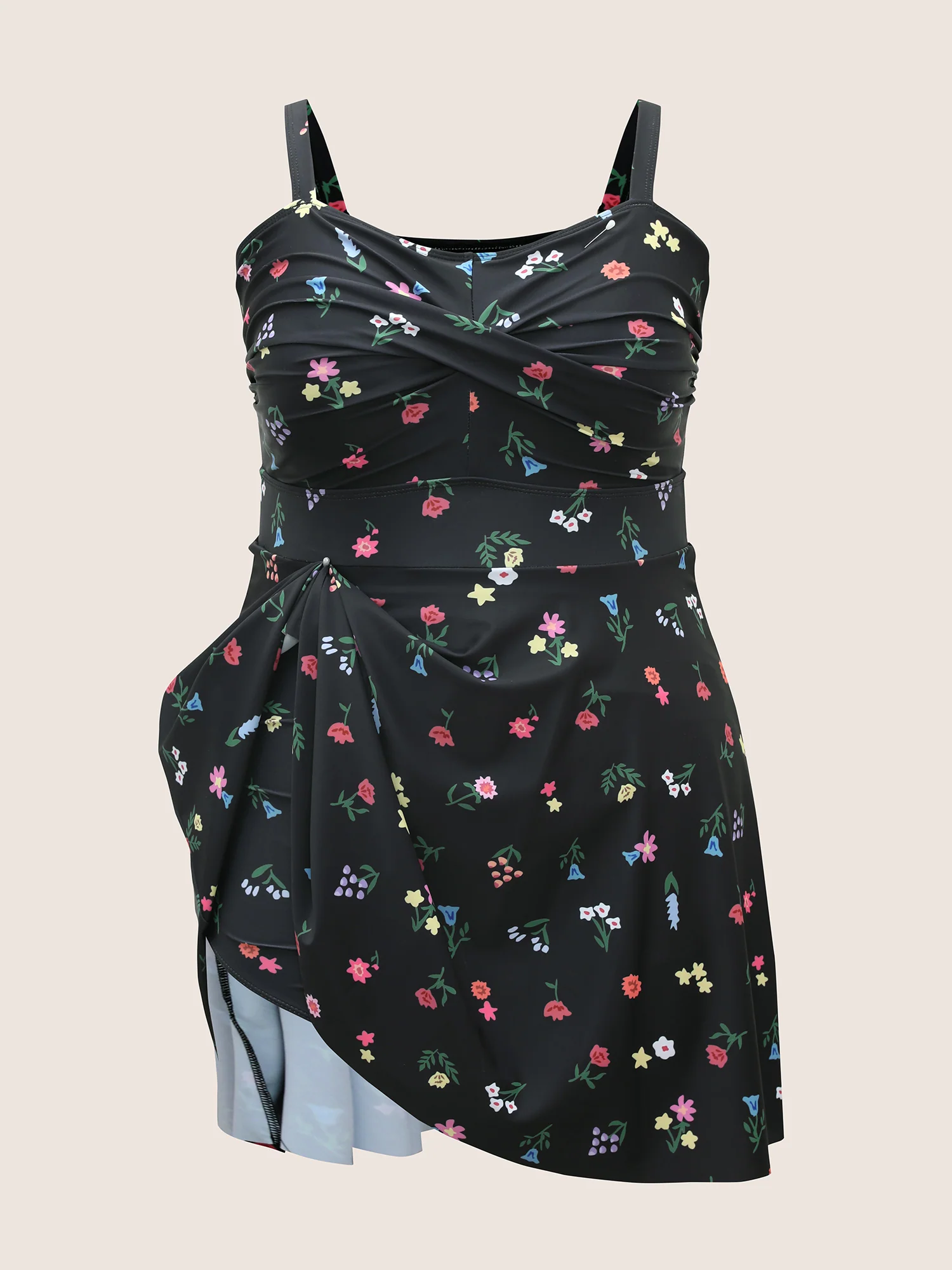 Heart Neckline Floral Twist Front Swim Dress - Image 7