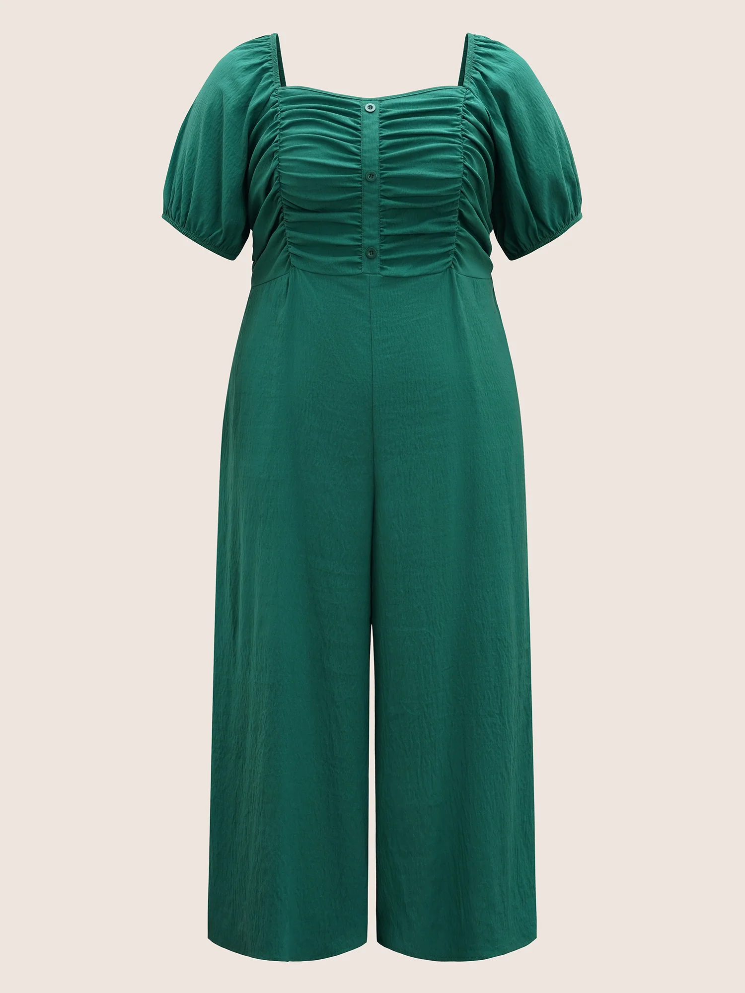 Heart Neckline Lantern Sleeve Ruched Jumpsuit - Image 7
