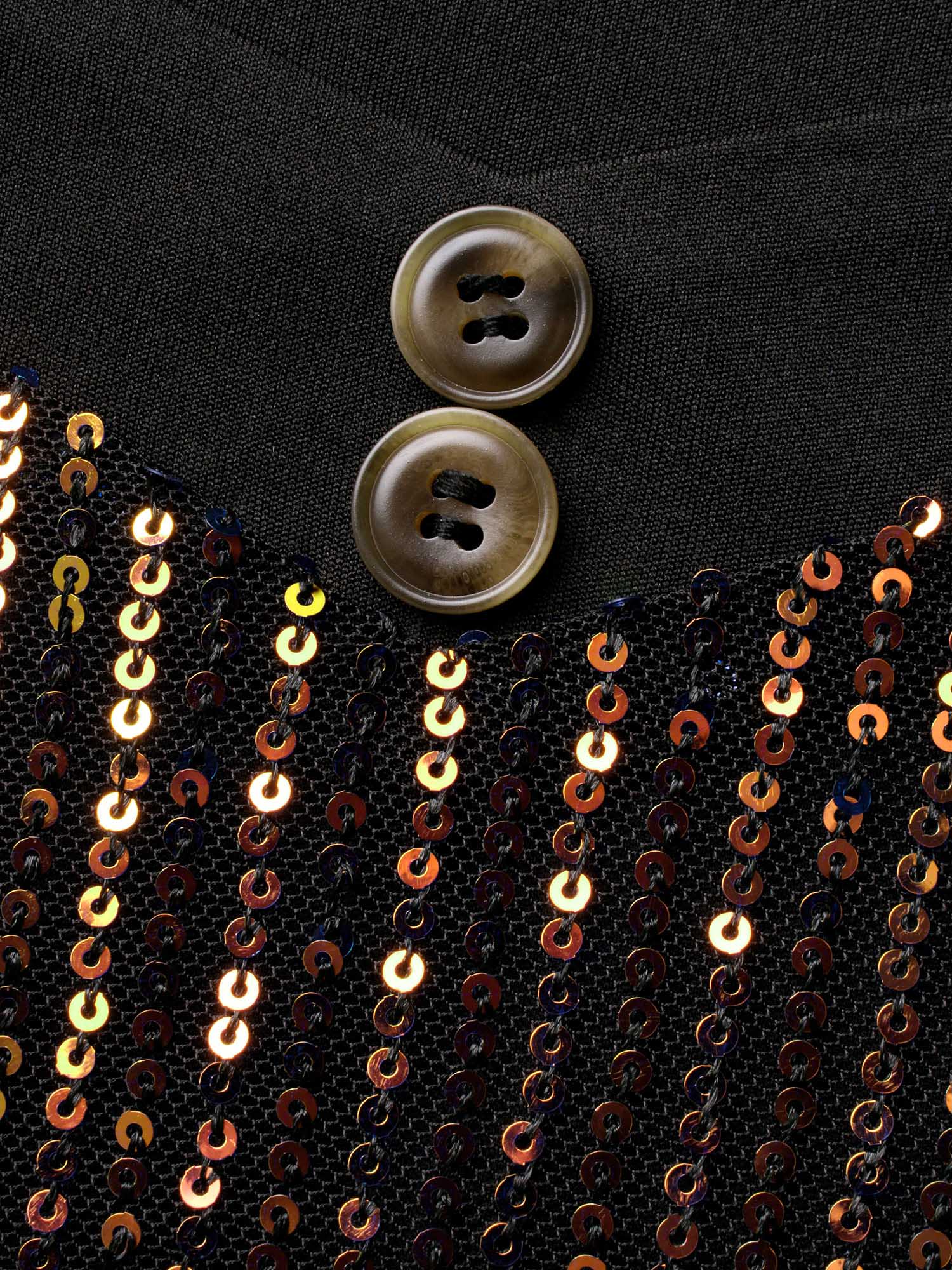 Heart Neckline Patchwork Sequin Button Detail Dress - Image 7