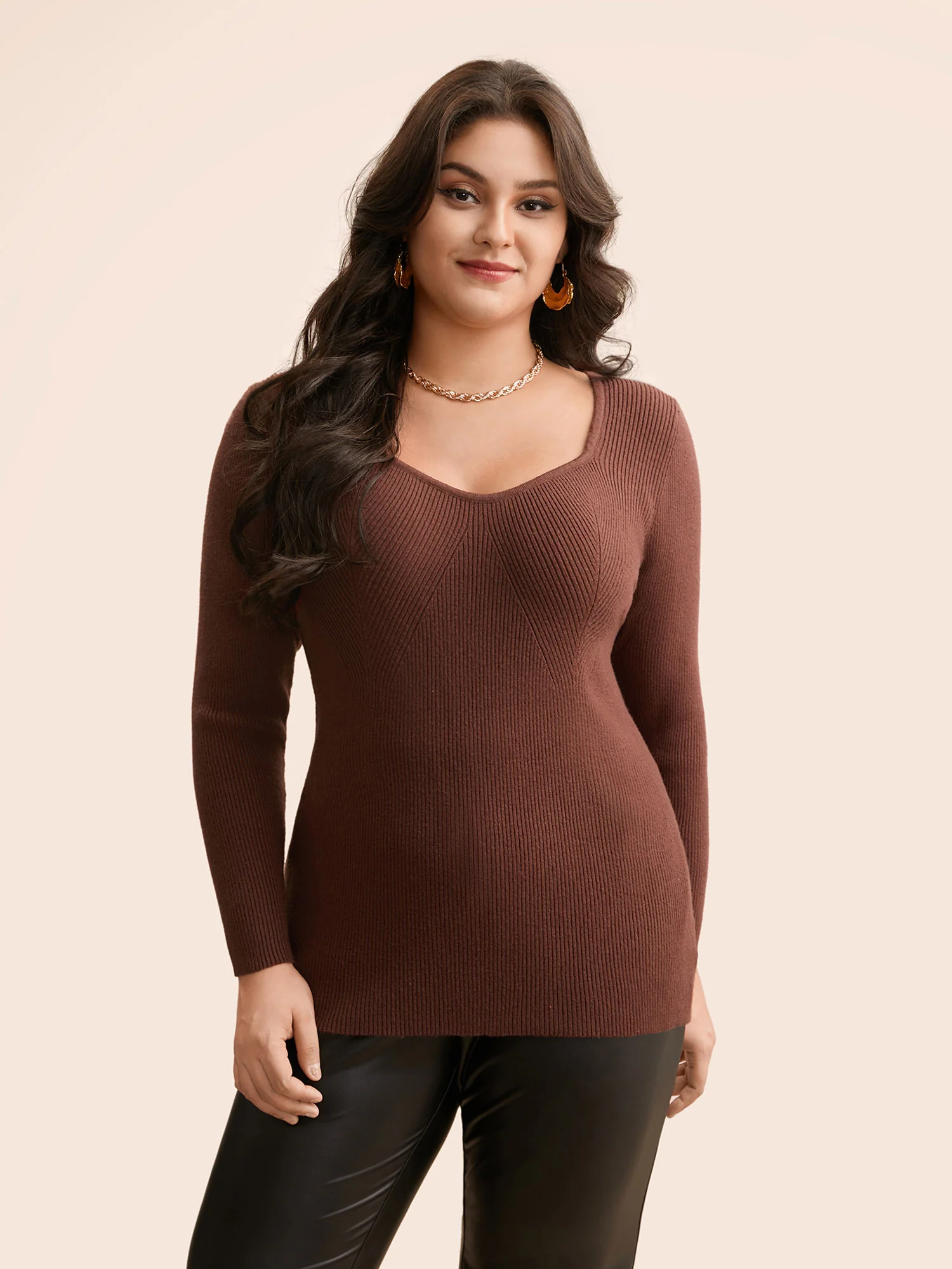 Heart Neckline Pit Strip Pullover - Image 3