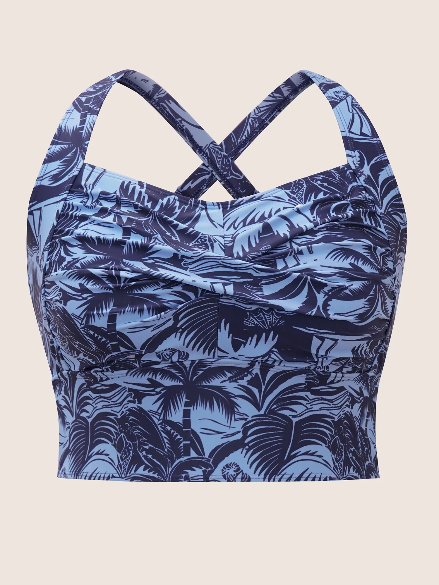 Heart Neckline Tropical Print Crossover Swim Top - Image 6