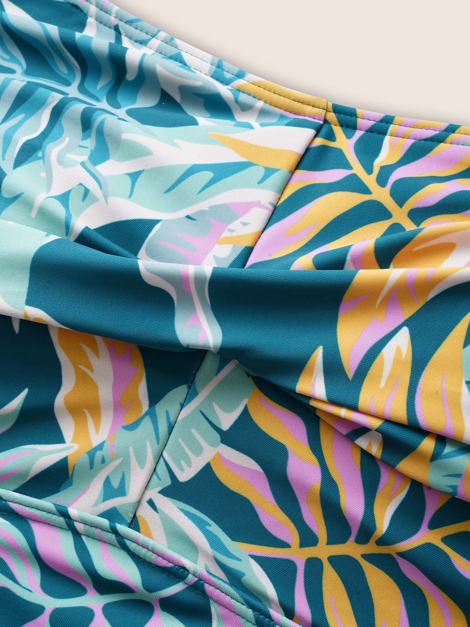 Heart Neckline Tropical Print Twist Front Swim Dress - Image 5