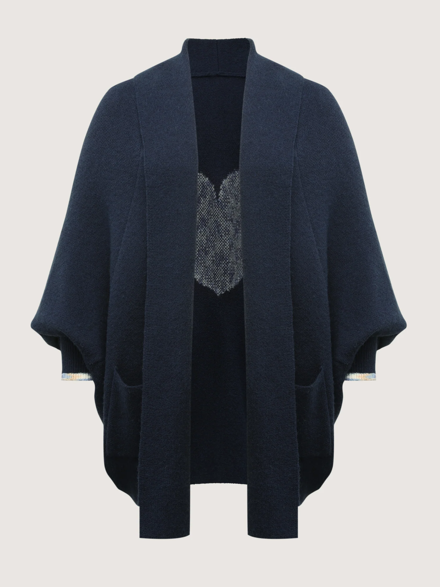 Heart Pattern Flowy Front-Open Knit Cardigan - Image 8
