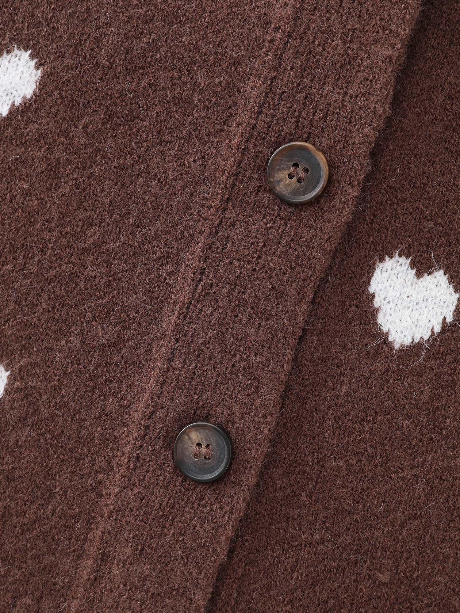 Heart Print Button Front Cardigan Vest - Image 5