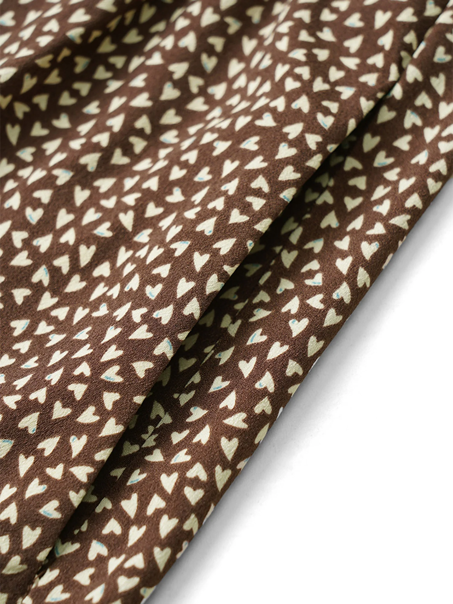 Heart Print Lapel Collar Button Detail Knee Dress - Image 6